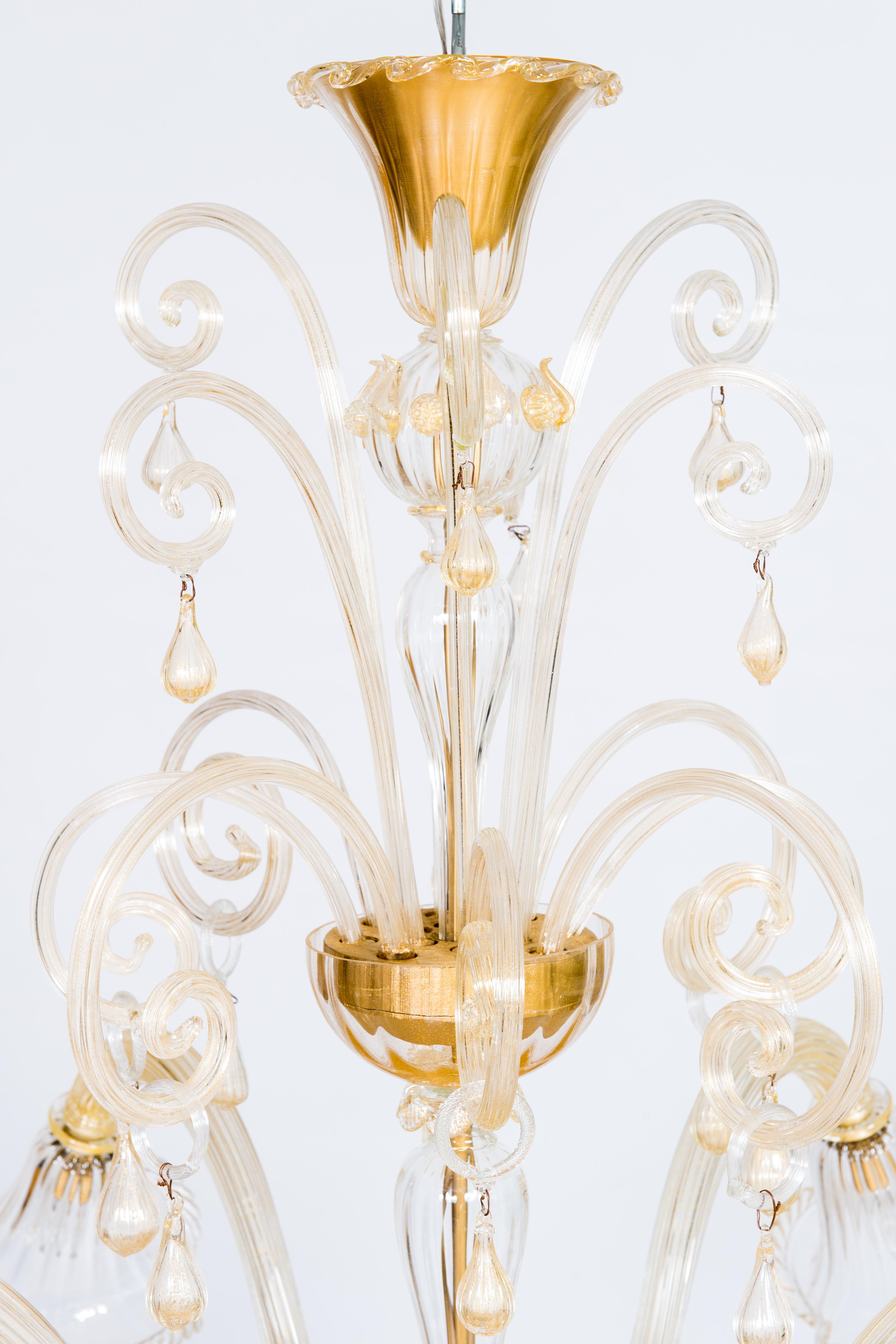 Lustre en verre de Murano doré par Giovanni Dalla Fina 1960 en vente 7