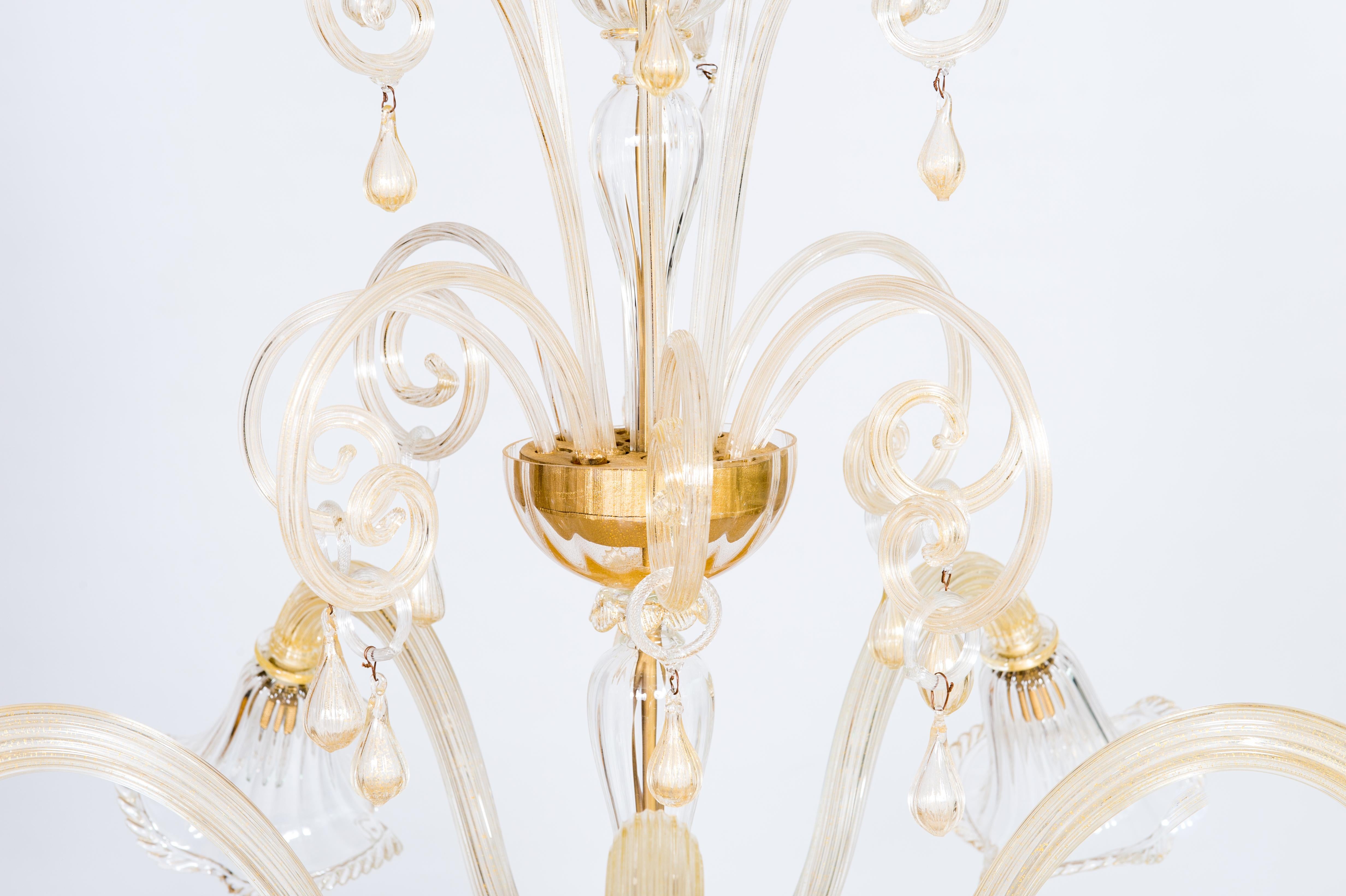 Lustre en verre de Murano doré par Giovanni Dalla Fina 1960 en vente 8