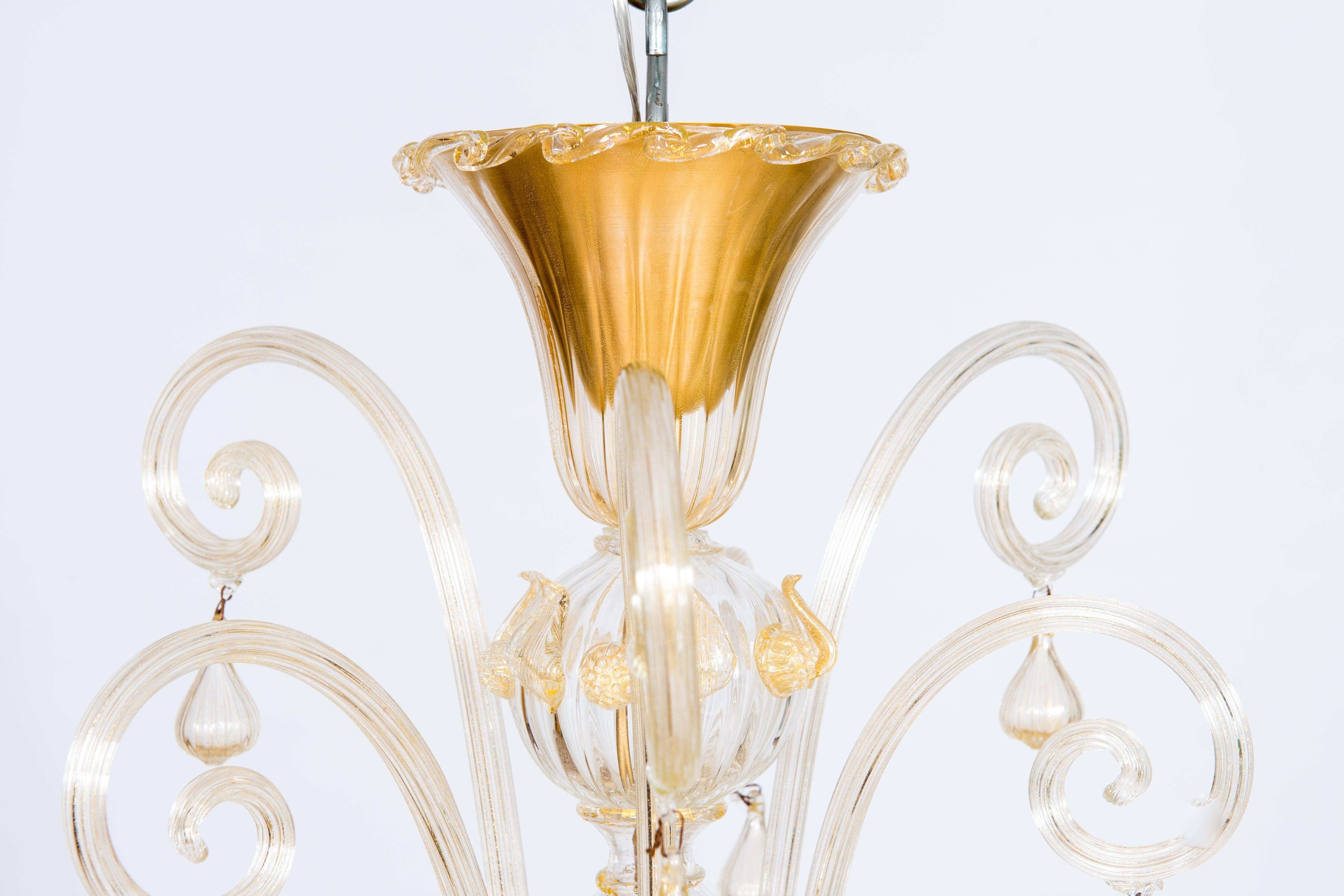 Lustre en verre de Murano doré par Giovanni Dalla Fina 1960 en vente 9