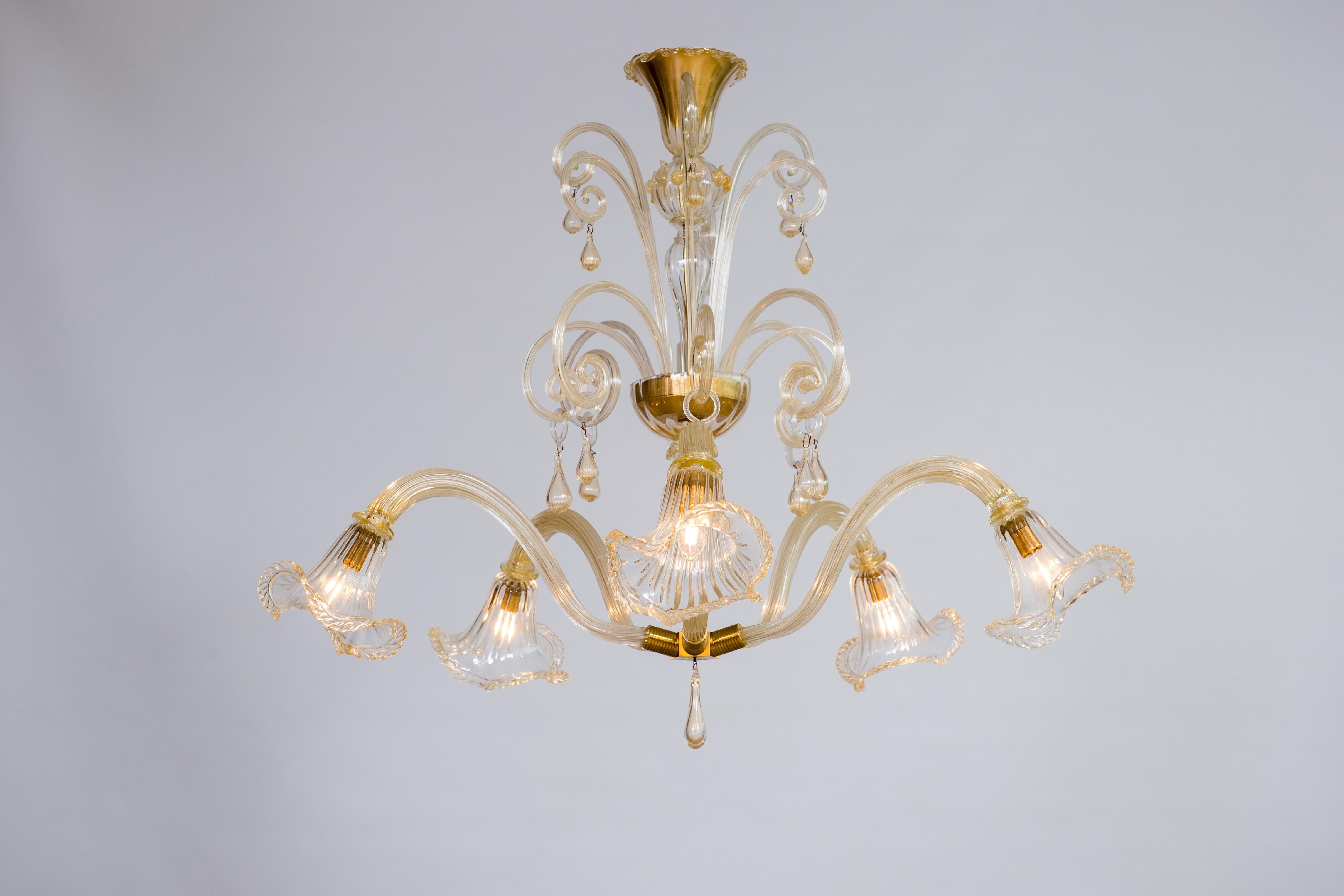 Lustre en verre de Murano doré par Giovanni Dalla Fina 1960 en vente 11