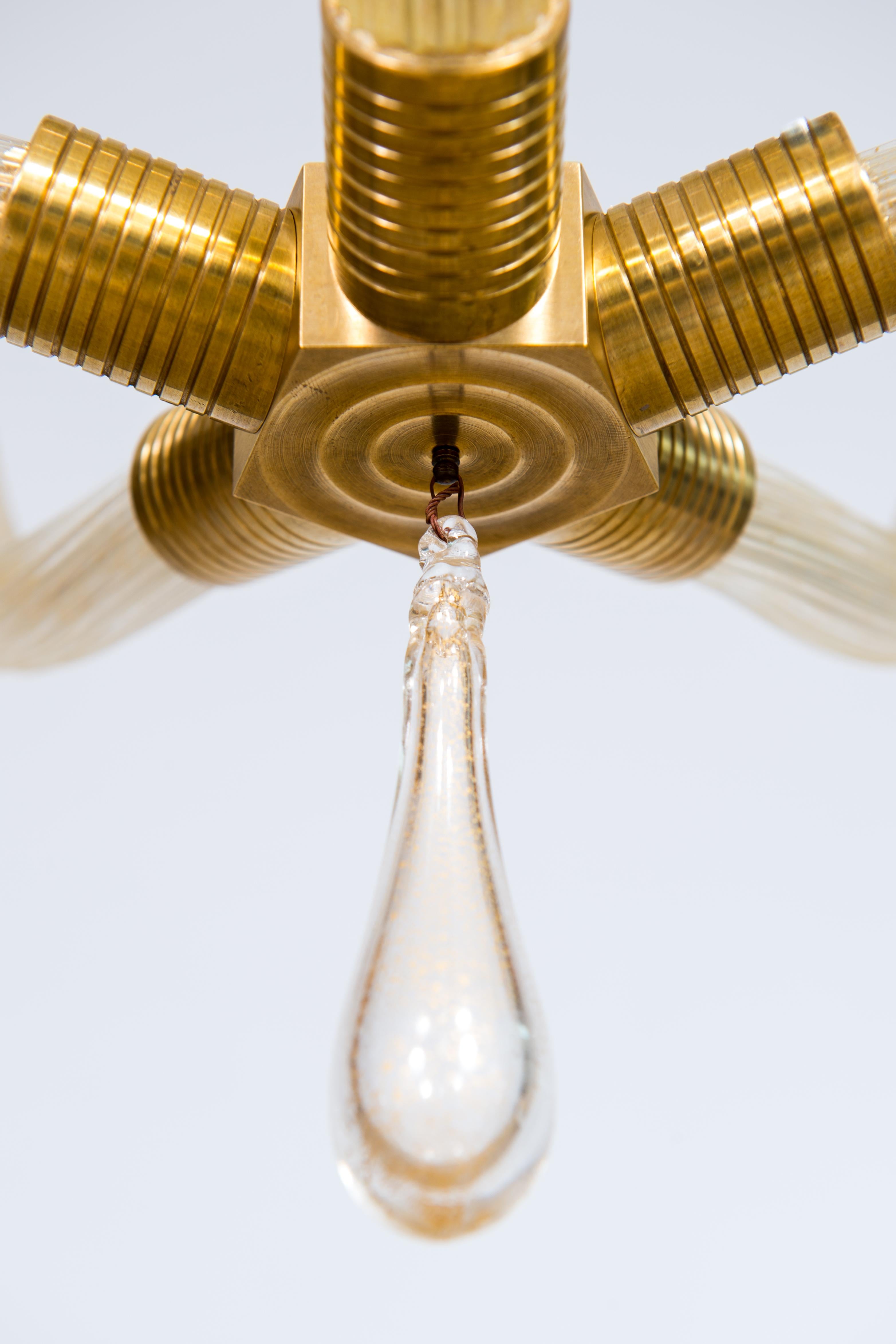 Lustre en verre de Murano doré par Giovanni Dalla Fina 1960 en vente 12