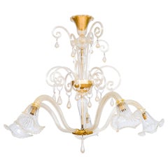 Lustre en verre de Murano doré par Giovanni Dalla Fina 1960