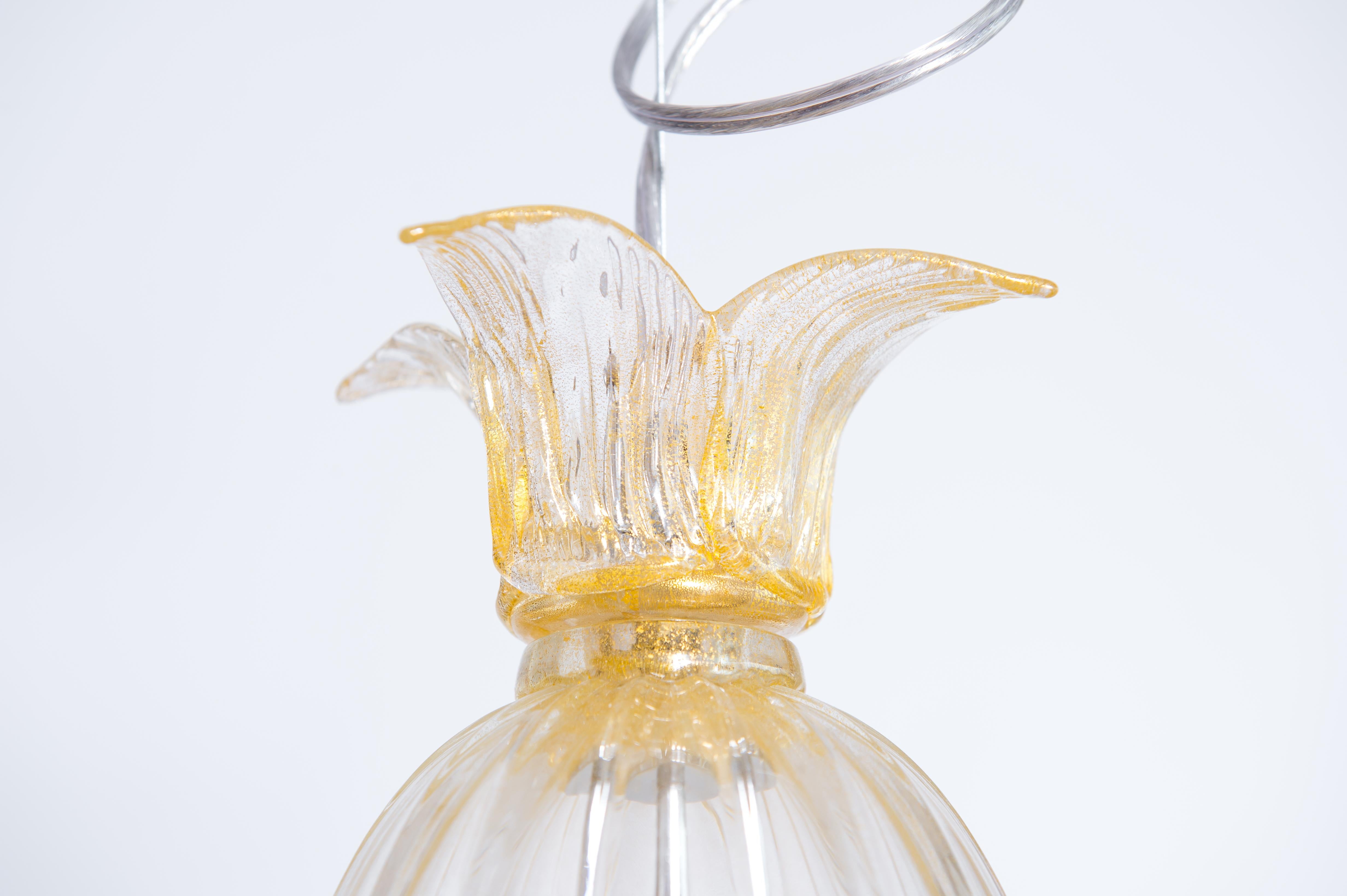 Lampadario in vetro di Murano color oro di Giovanni Dalla Fina, 1970 in vendita 4