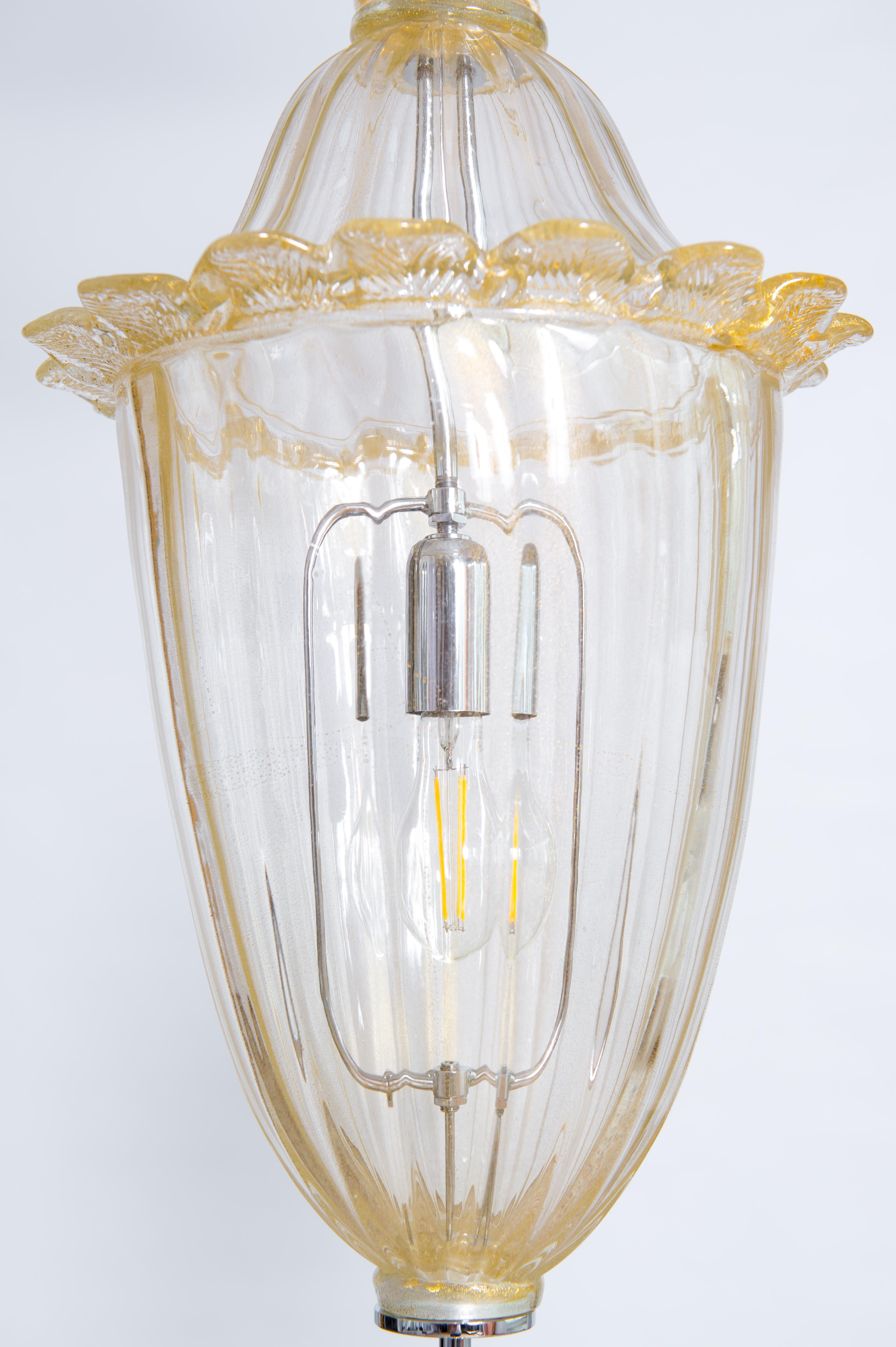 Lampadario in vetro di Murano color oro di Giovanni Dalla Fina, 1970 in vendita 7