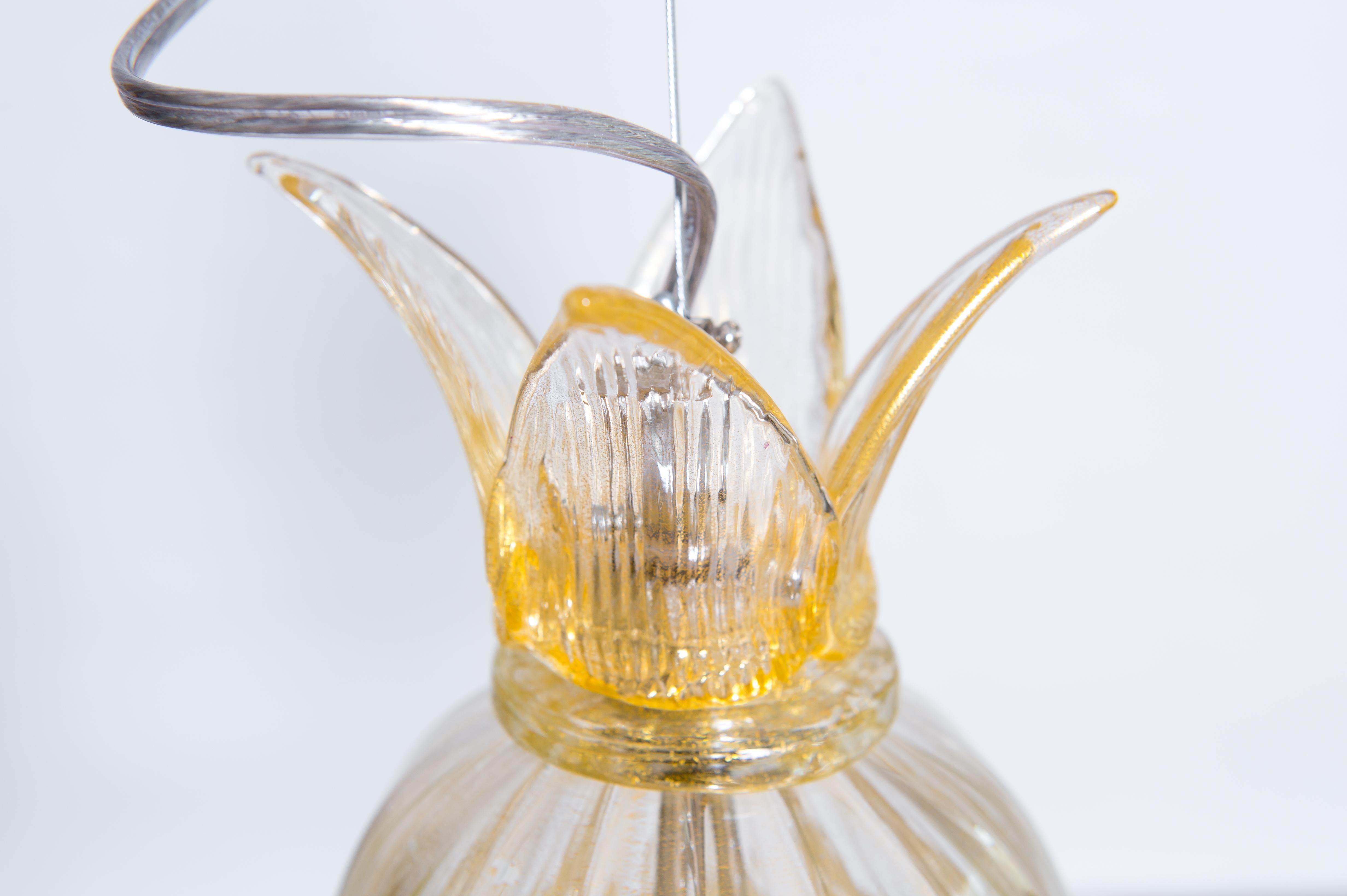 Lampadario in vetro di Murano color oro di Giovanni Dalla Fina, 1970 in vendita 8