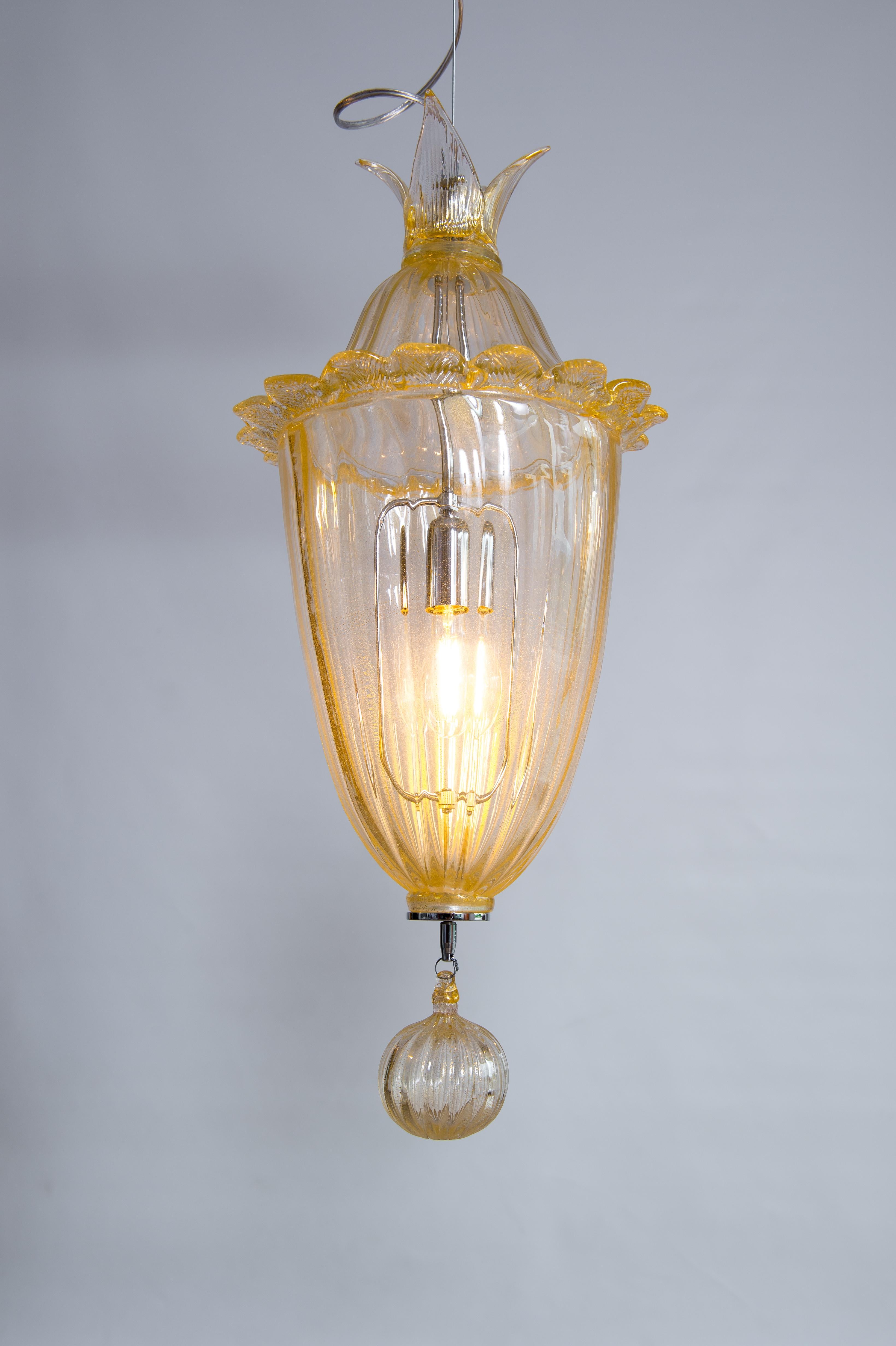 Lampadario in vetro di Murano color oro di Giovanni Dalla Fina, 1970 in vendita 10