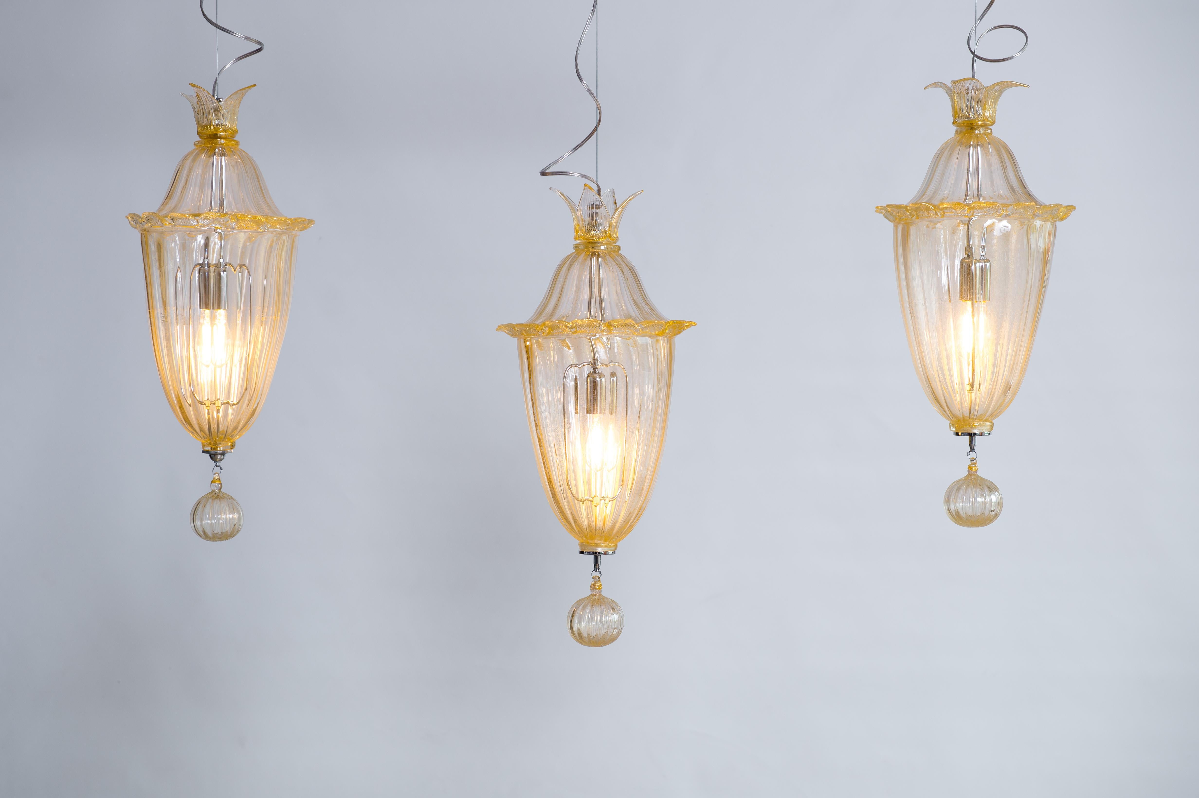 Lampadario in vetro di Murano color oro di Giovanni Dalla Fina, 1970 in vendita 12