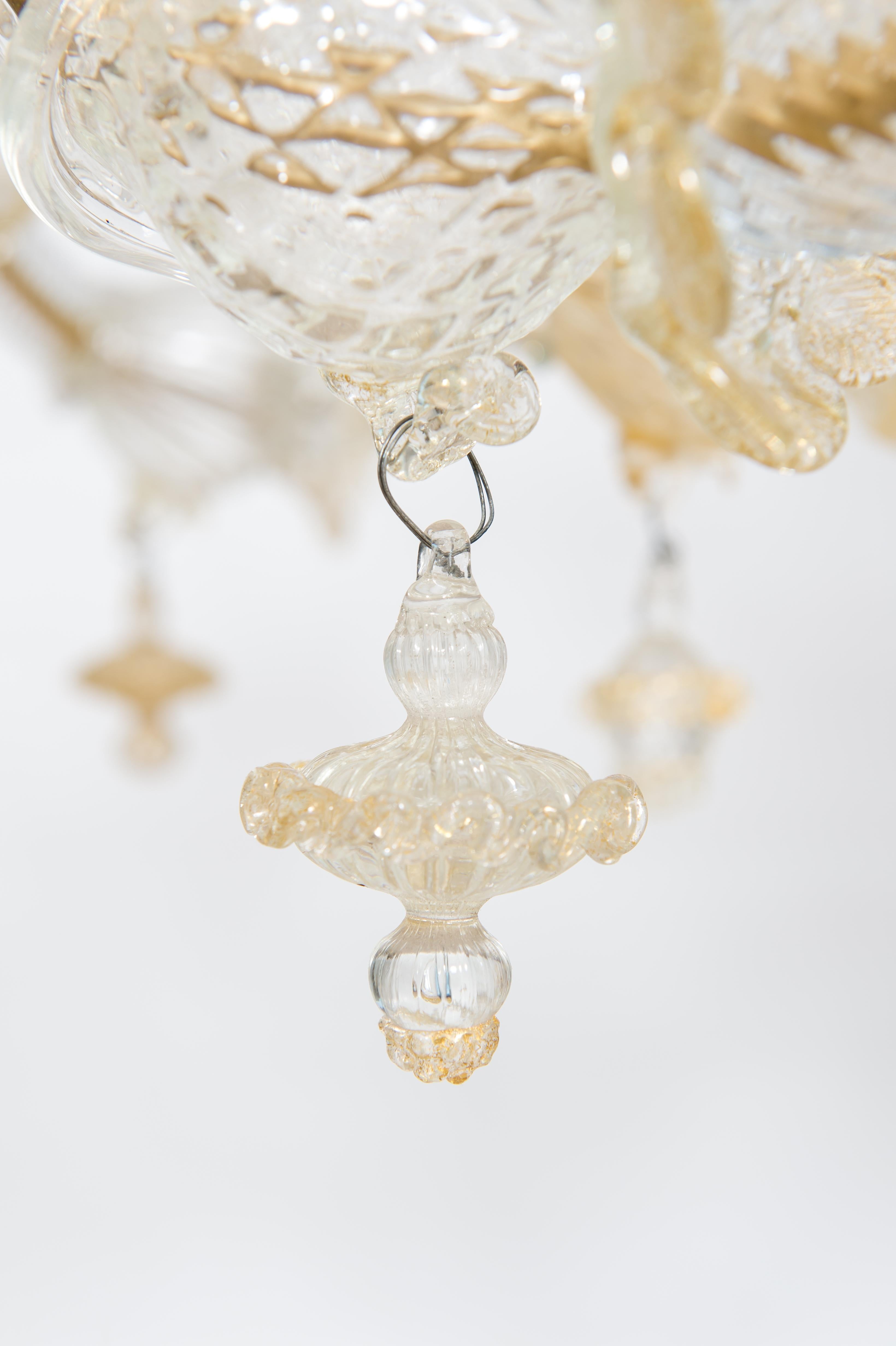 Gold Murano Glass Chandelier by Giovanni Dalla Fina 1980s For Sale 1