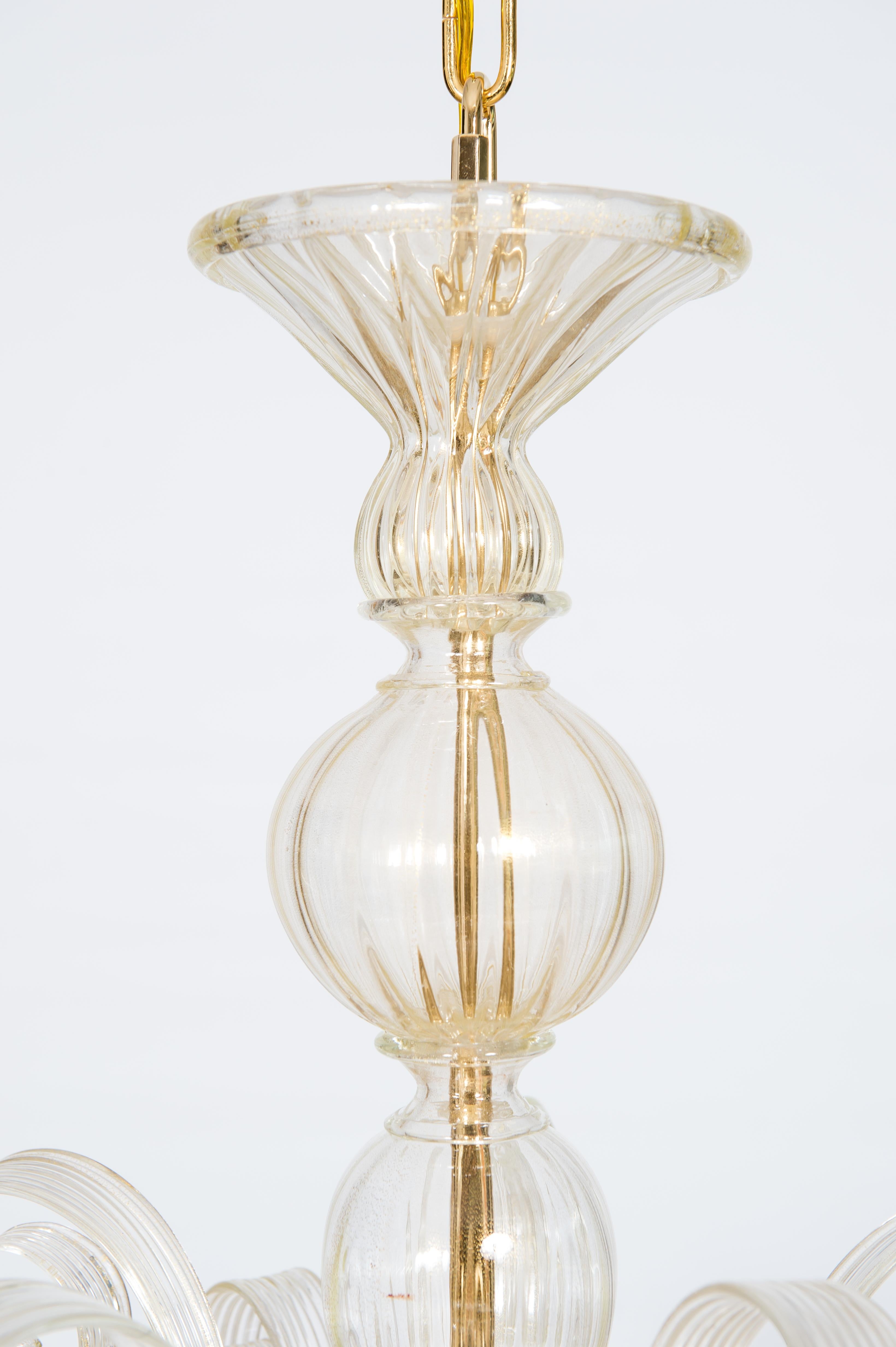 Lampadario in vetro di Murano color oro di Giovanni Dalla Fina 1990 in vendita 2