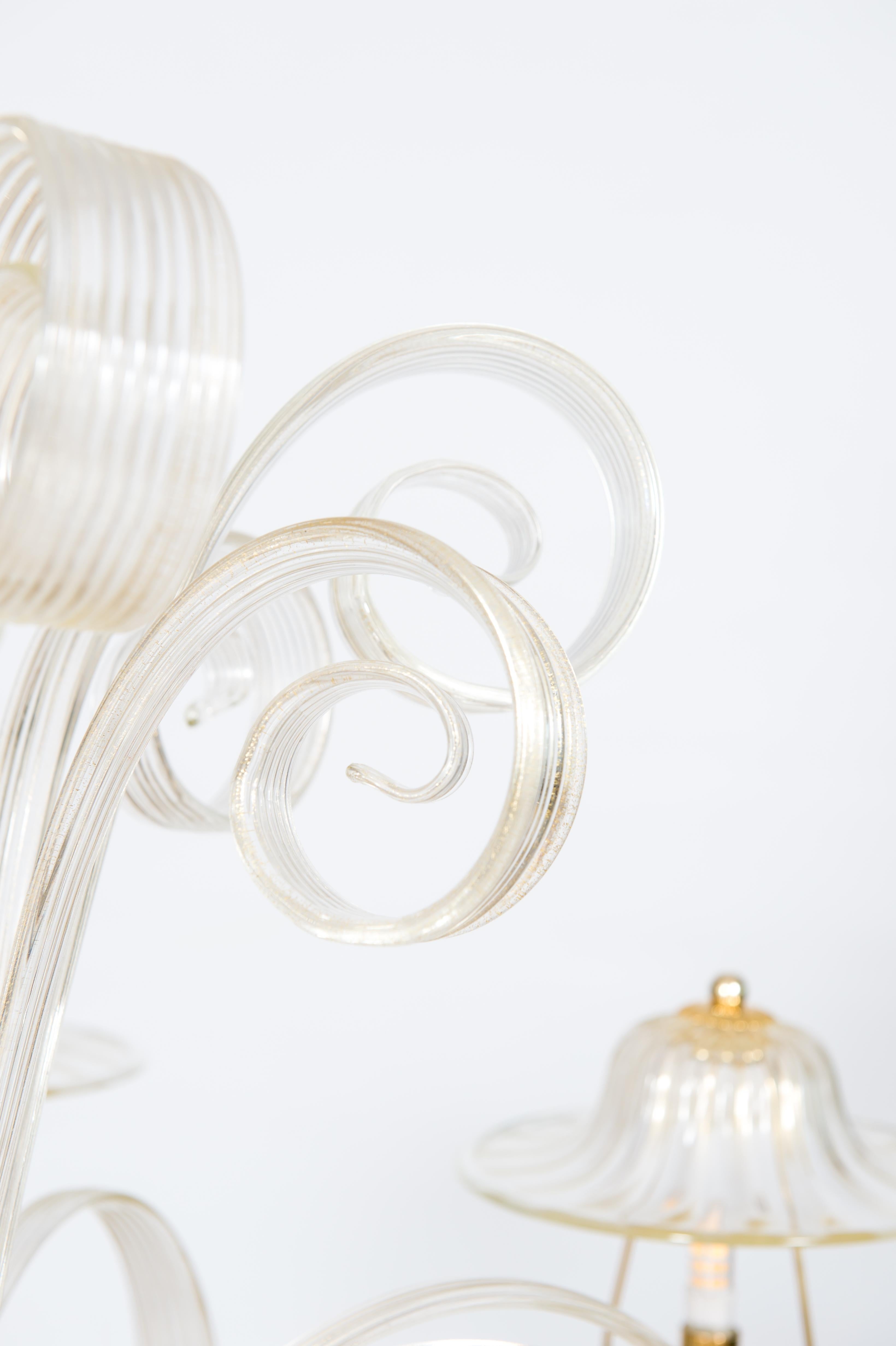 Lampadario in vetro di Murano color oro di Giovanni Dalla Fina 1990 in vendita 3