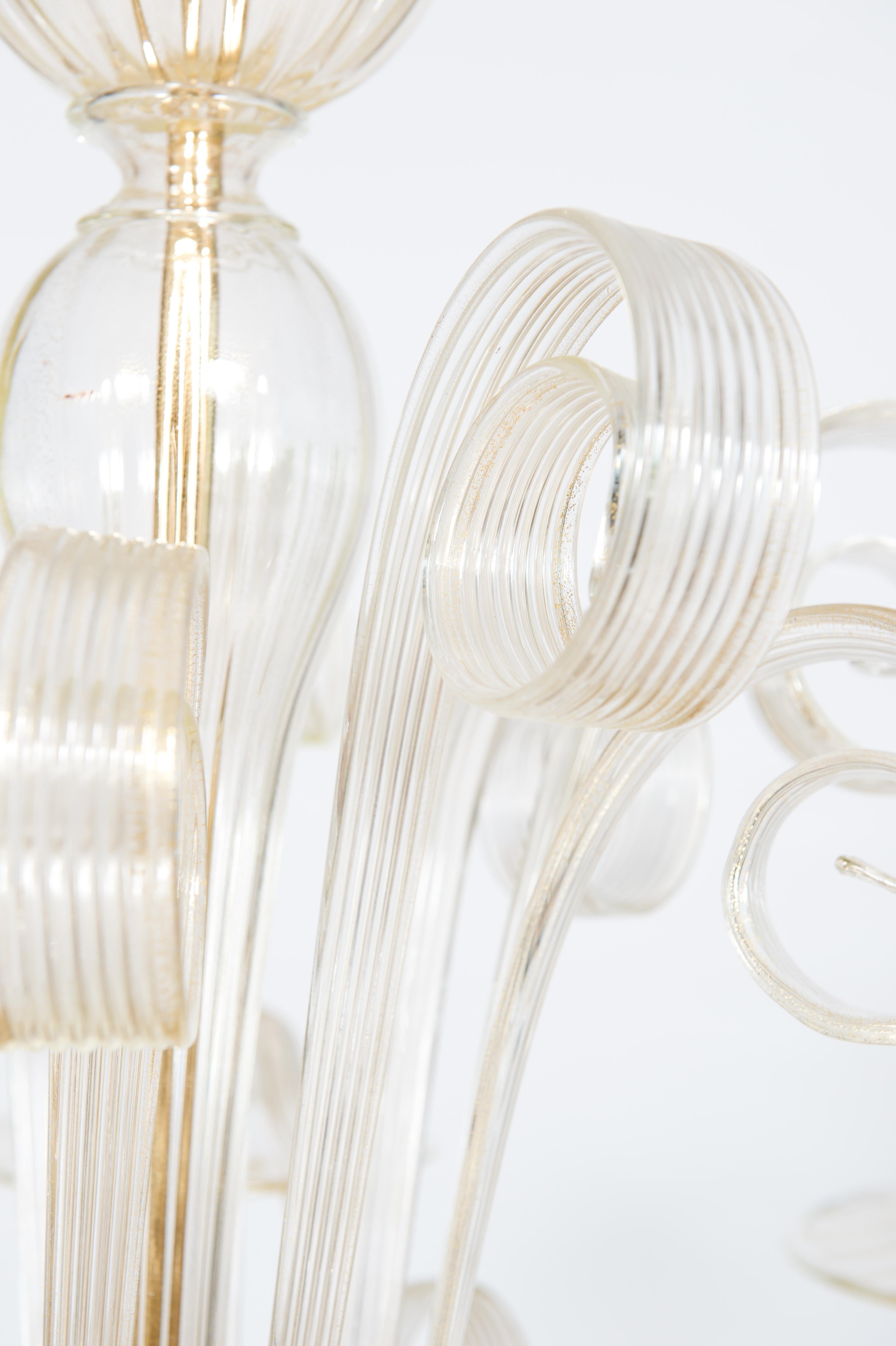 Lampadario in vetro di Murano color oro di Giovanni Dalla Fina 1990 in vendita 4