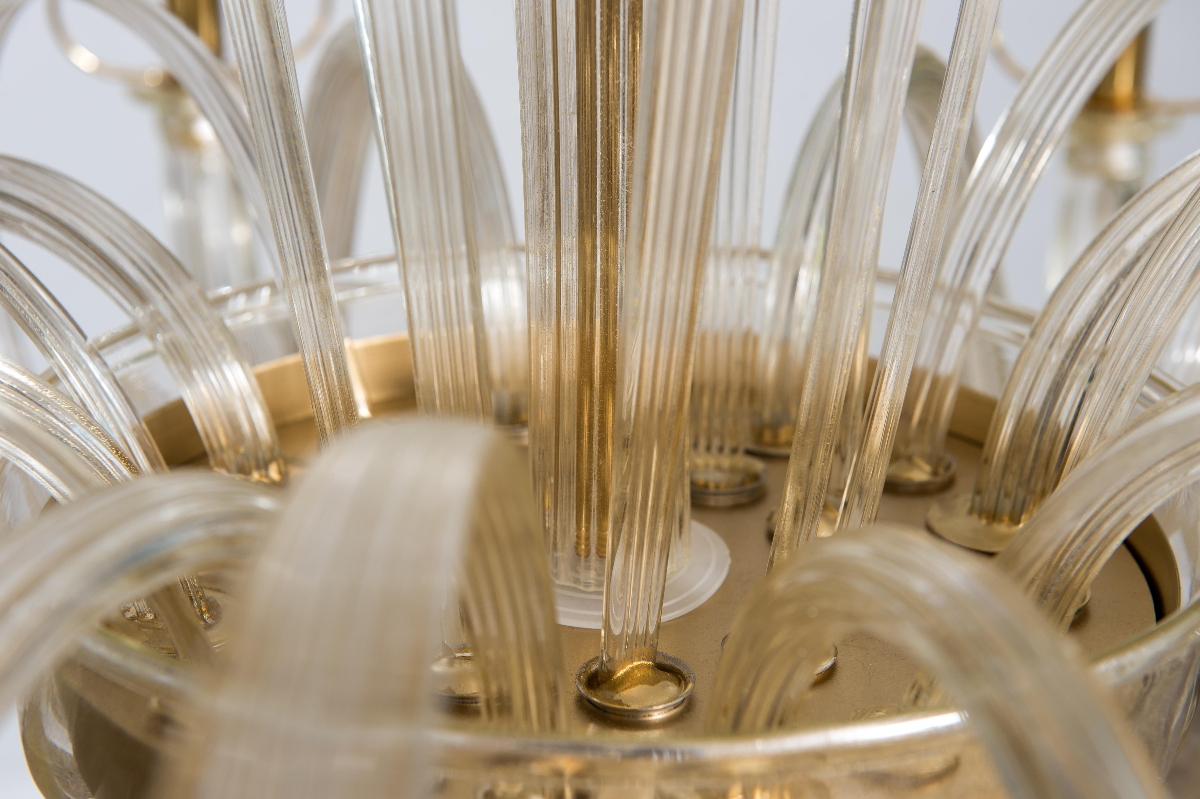 Lampadario in vetro di Murano color oro di Giovanni Dalla Fina 1990 in vendita 5