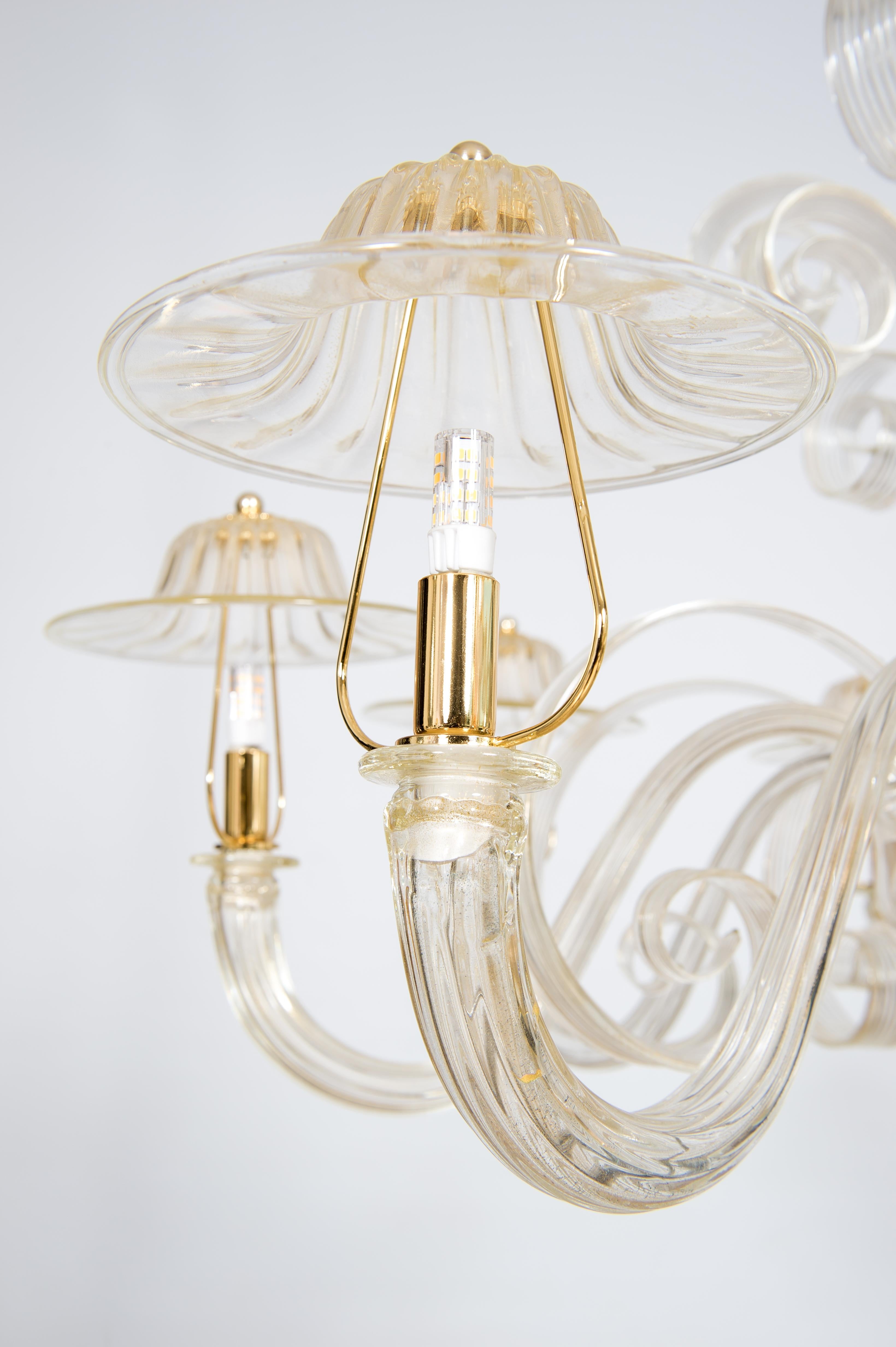 Lampadario in vetro di Murano color oro di Giovanni Dalla Fina 1990 in vendita 6