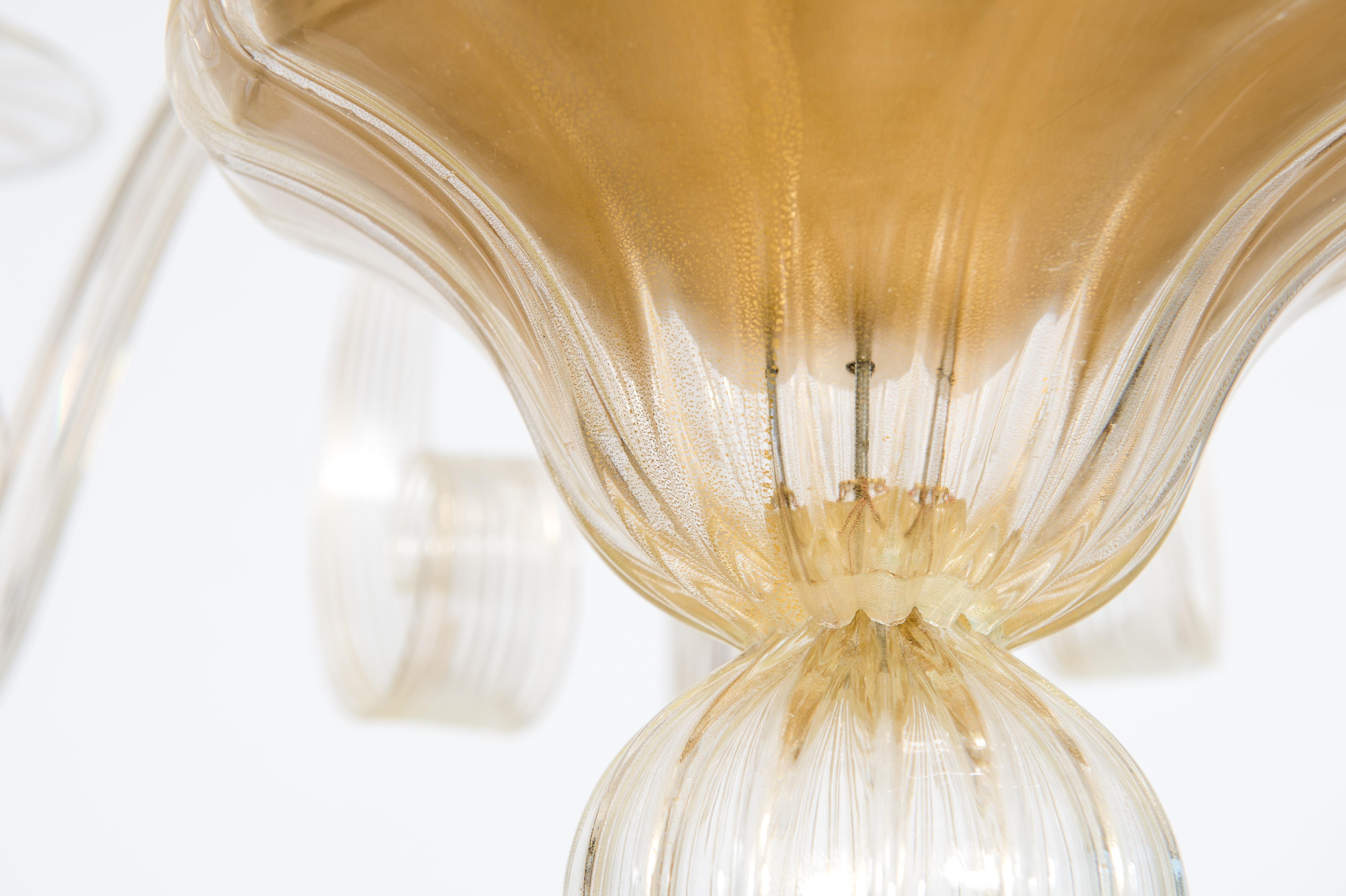 Lampadario in vetro di Murano color oro di Giovanni Dalla Fina 1990 in vendita 7