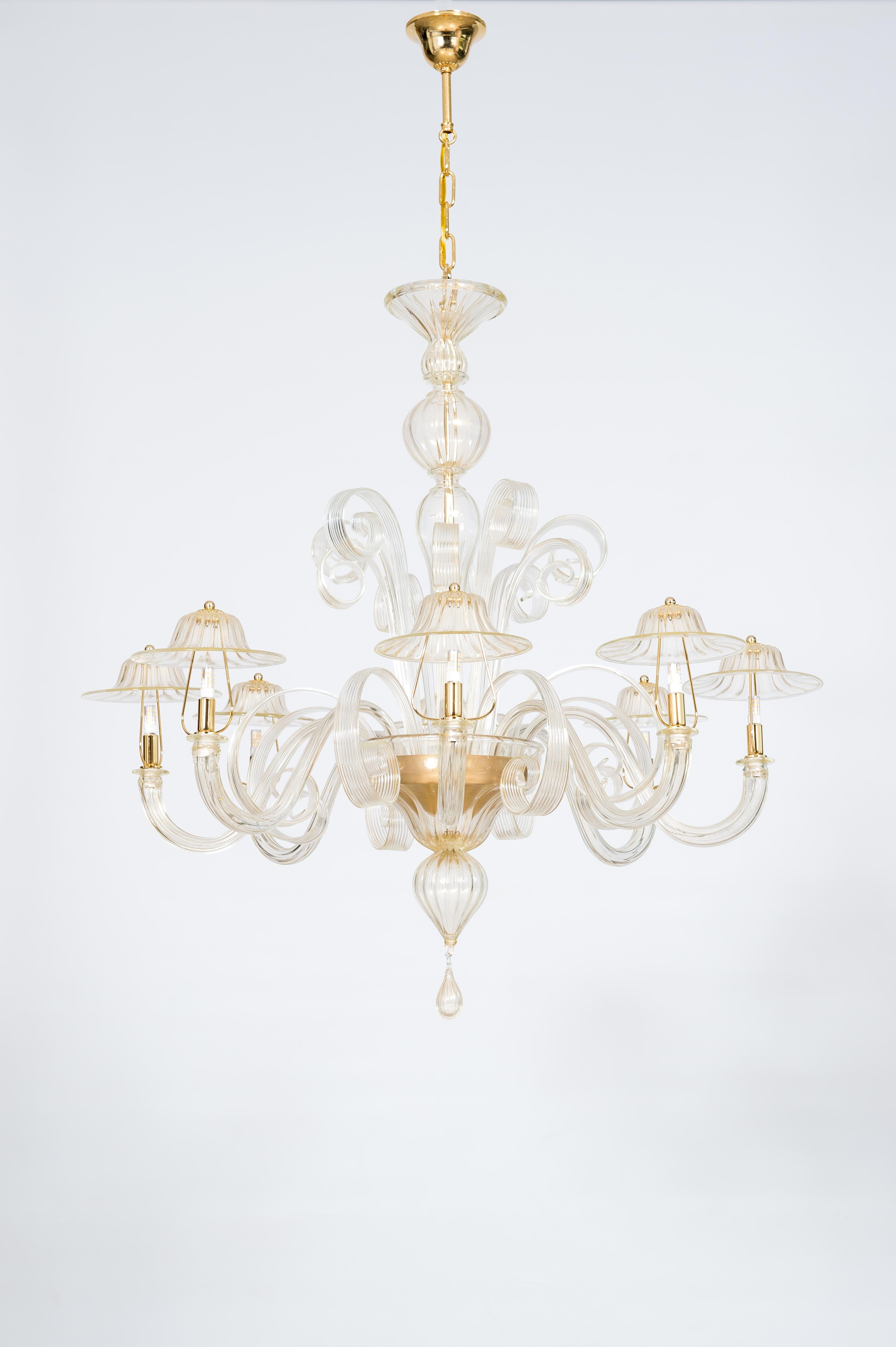 Lampadario in vetro di Murano color oro di Giovanni Dalla Fina 1990 in vendita 12