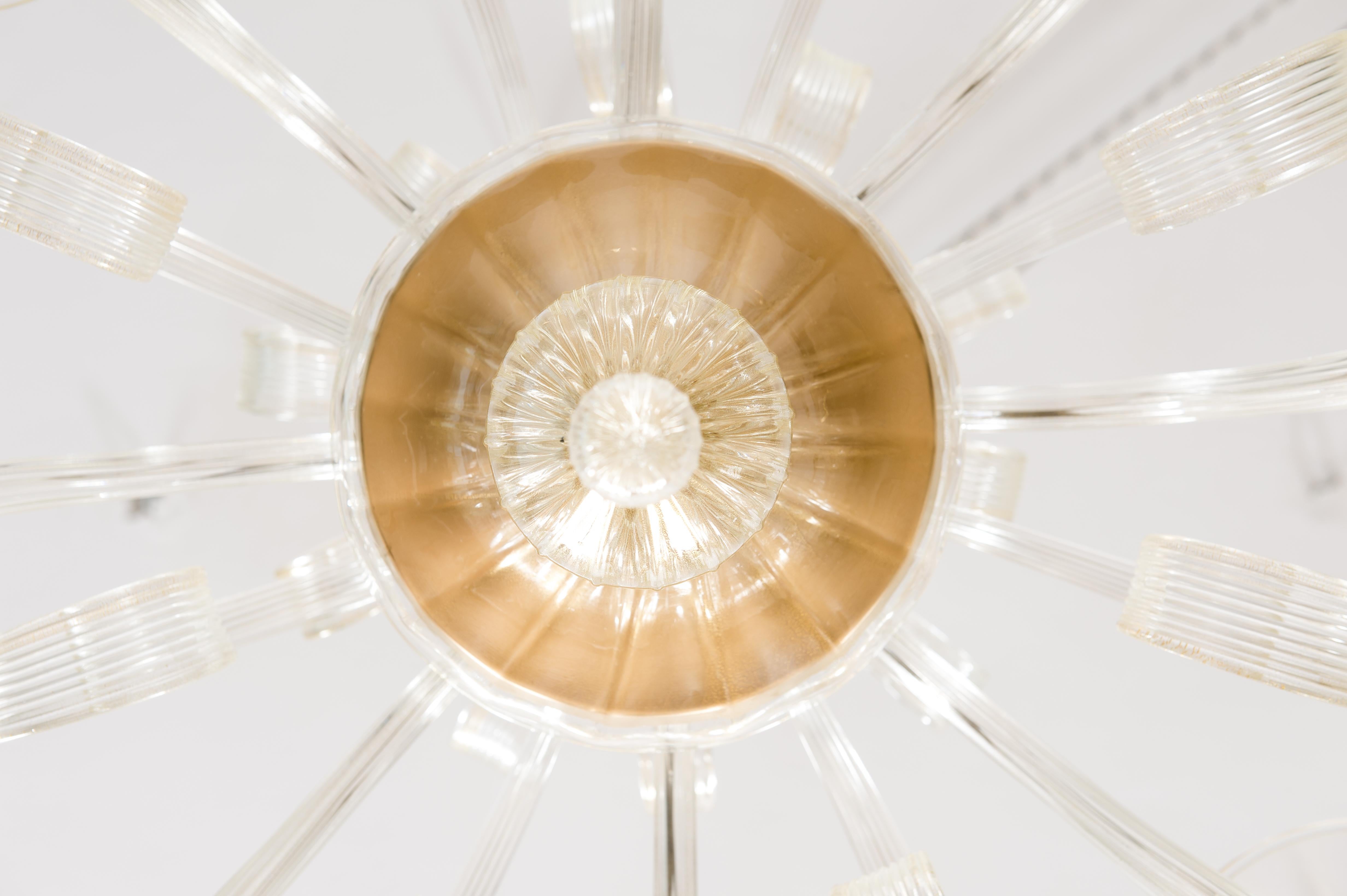 Lampadario in vetro di Murano color oro di Giovanni Dalla Fina 1990 In condizioni ottime in vendita a Villaverla, IT