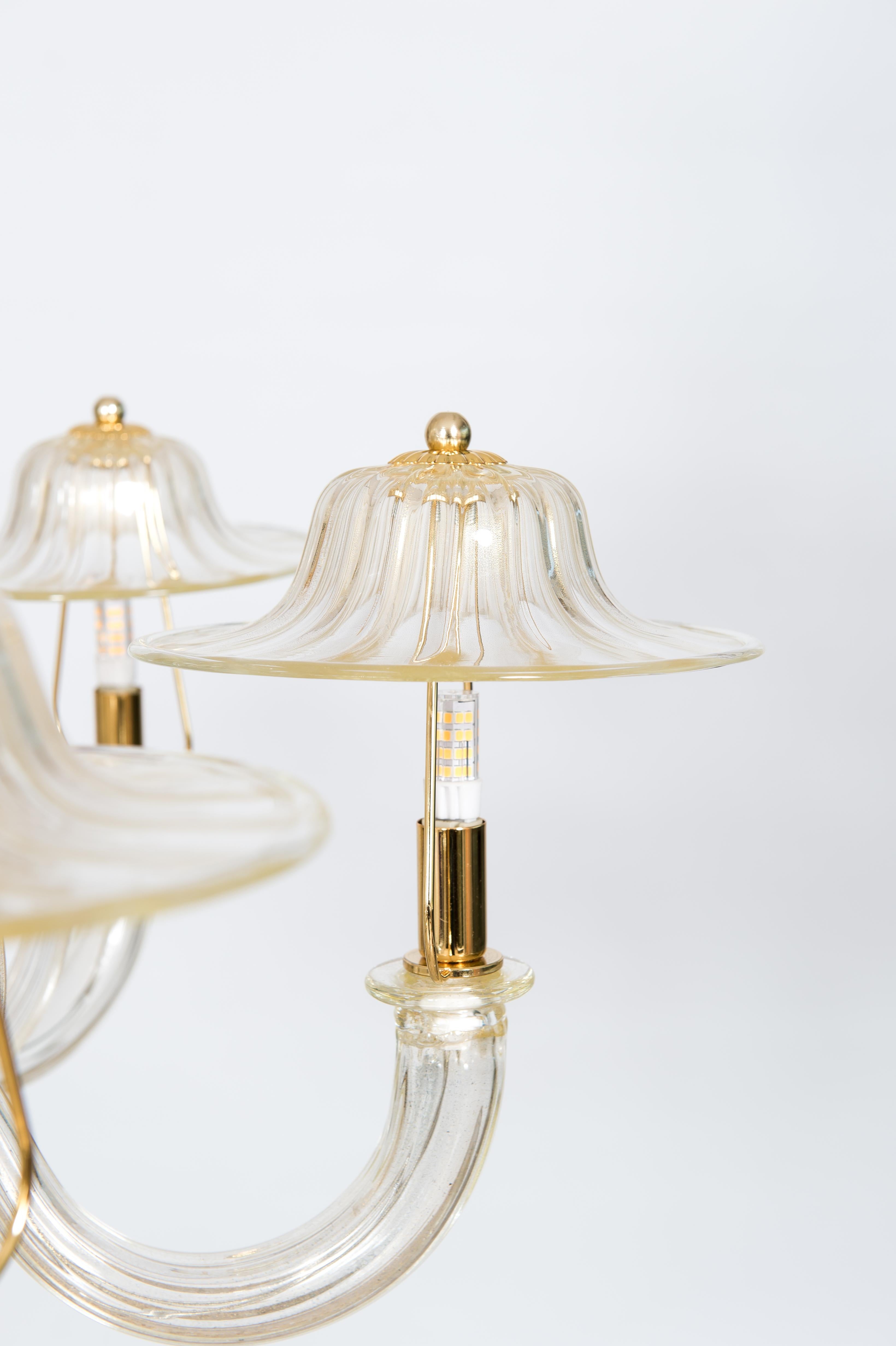 Oro Lampadario in vetro di Murano color oro di Giovanni Dalla Fina 1990 in vendita