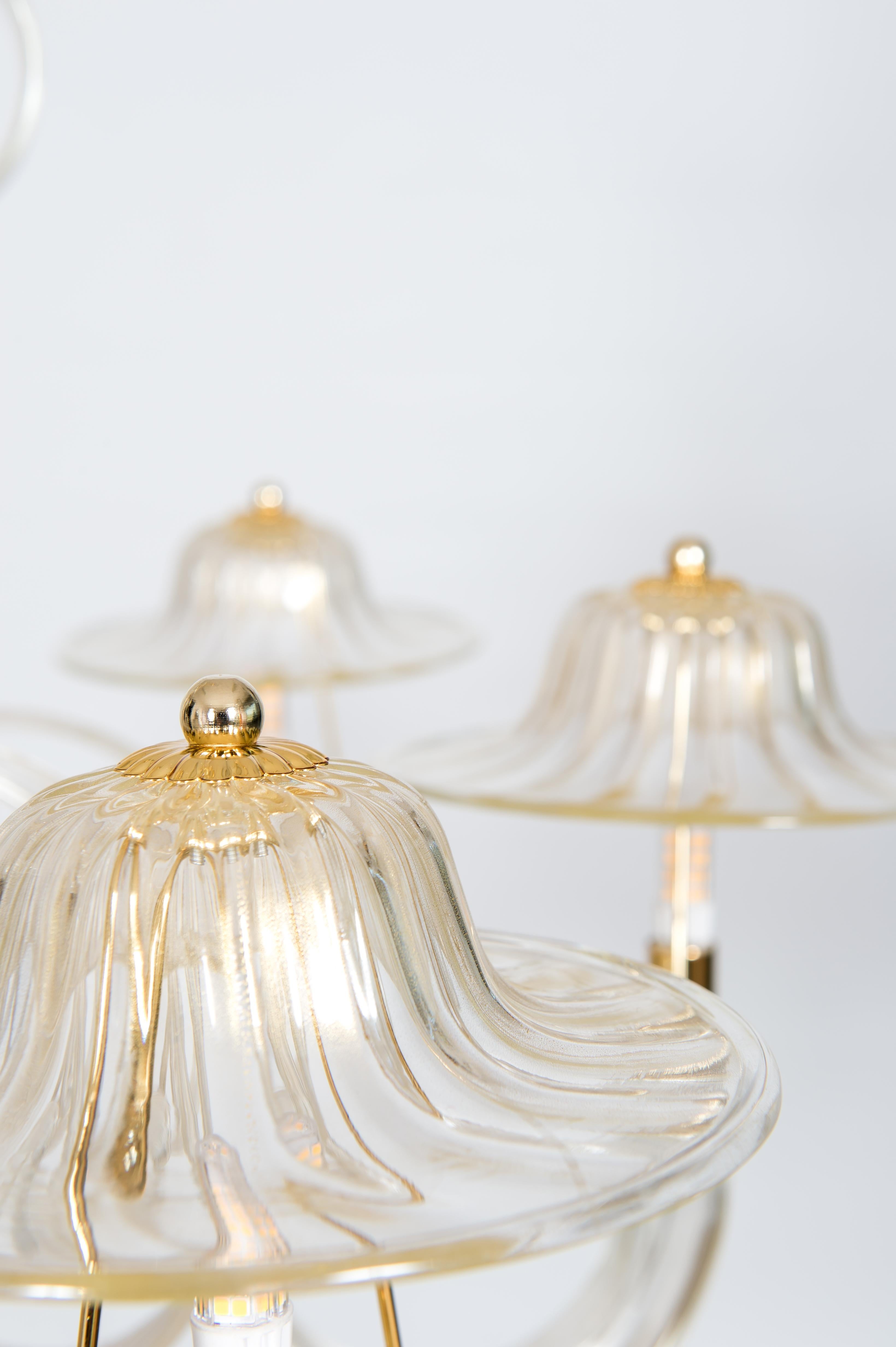 Lampadario in vetro di Murano color oro di Giovanni Dalla Fina 1990 in vendita 1