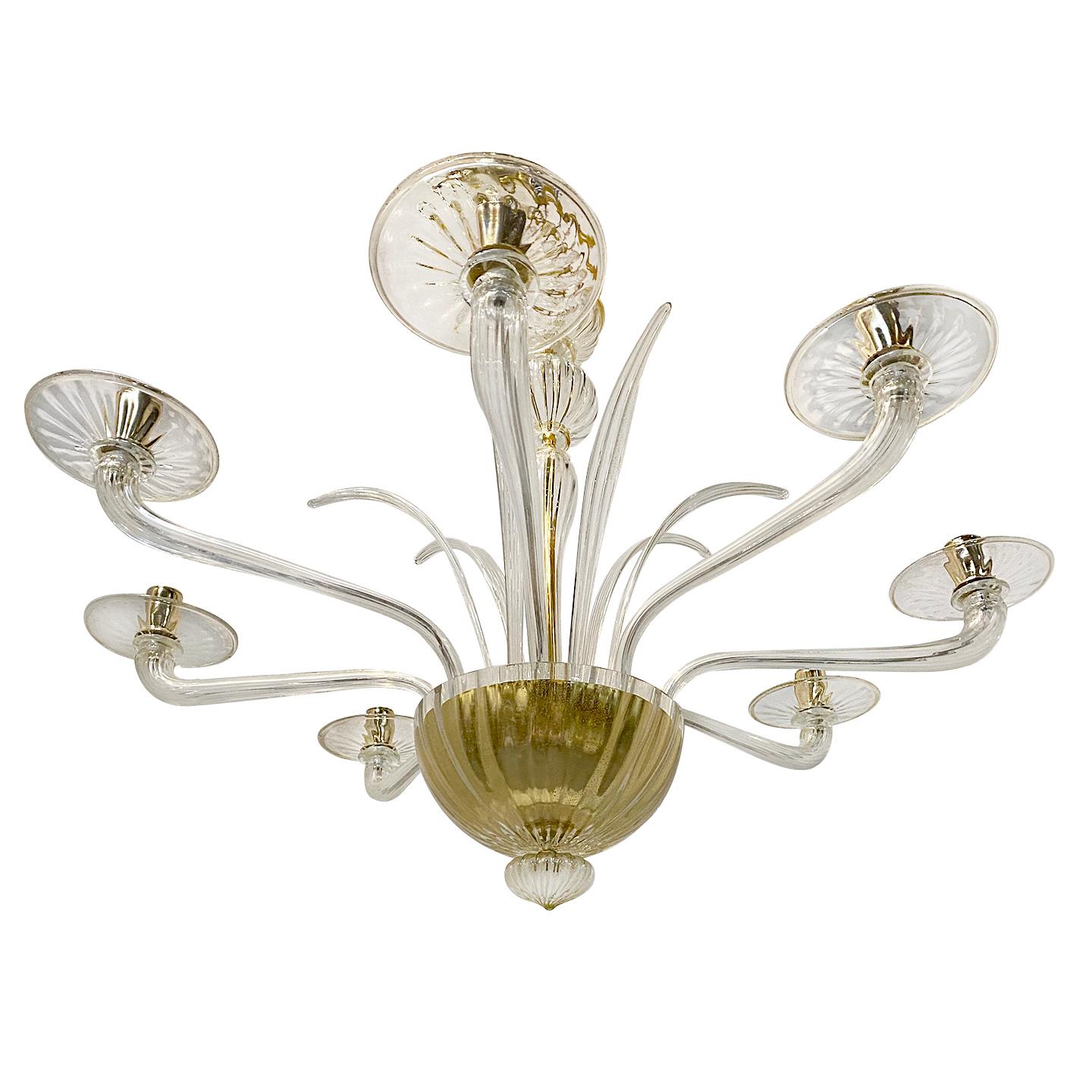 Italian Gold Murano Glass Chandelier