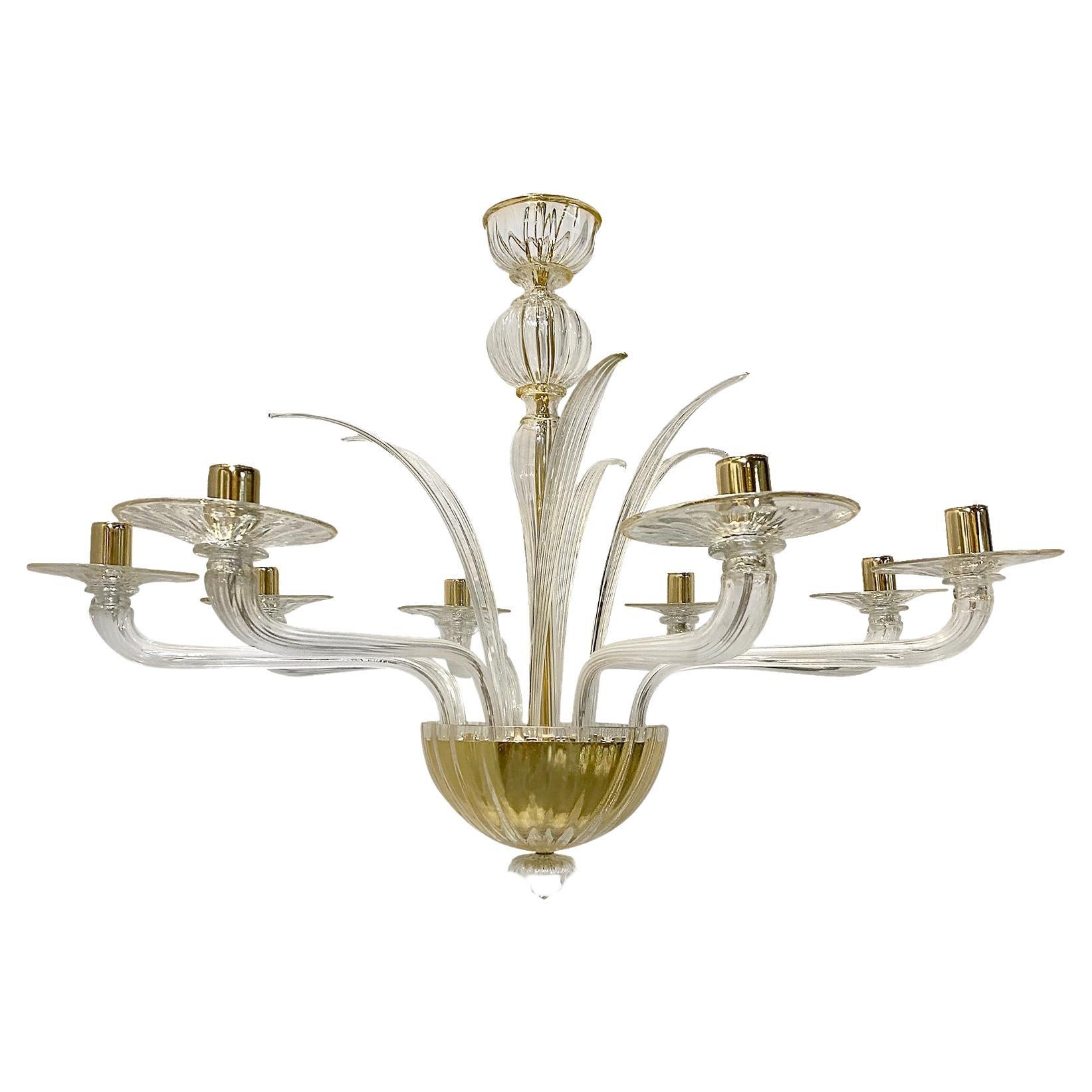 Gold Murano Glass Chandelier For Sale