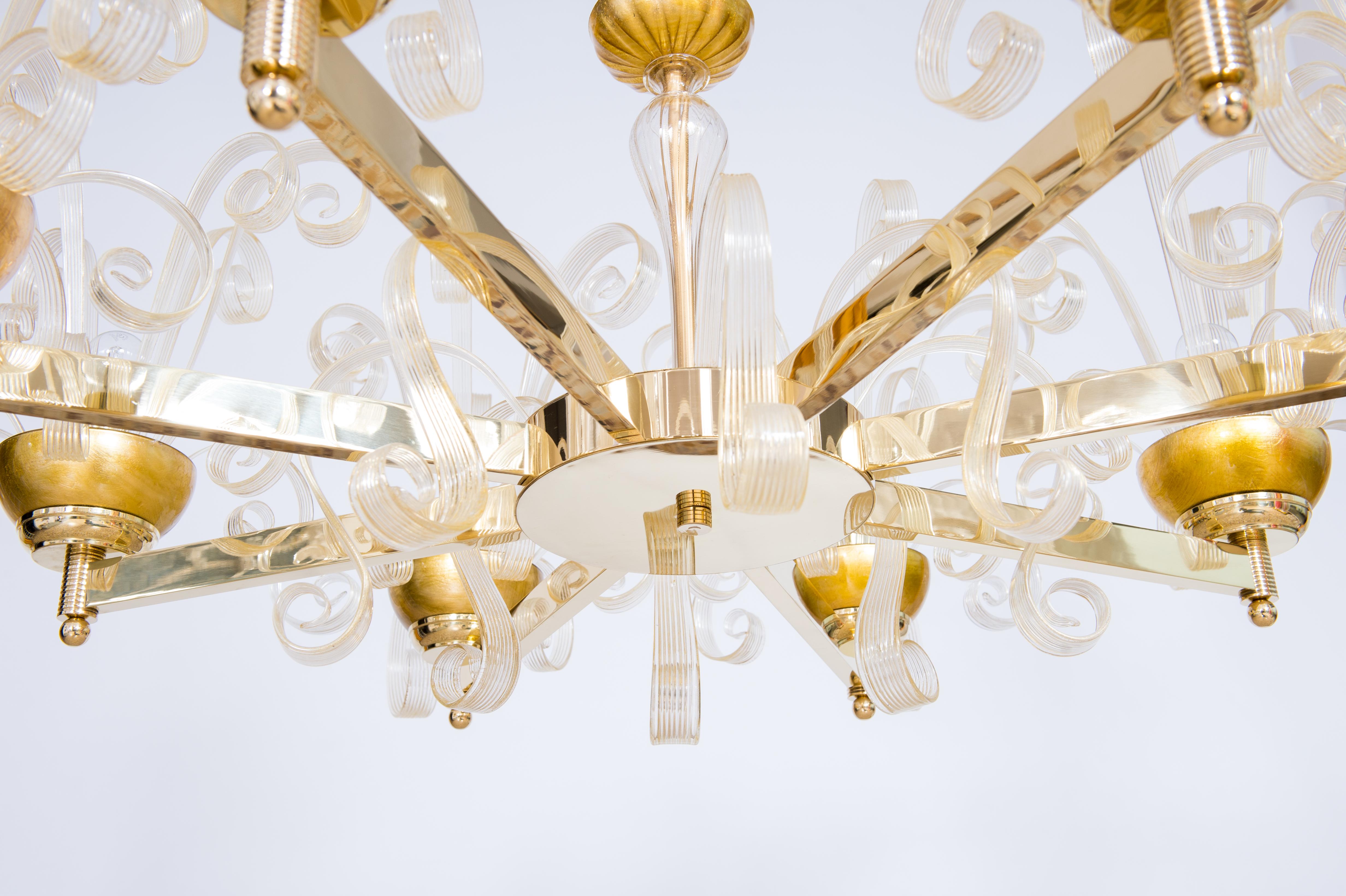 Kronleuchter aus goldenem Murano-Glas mit Goldpastoralen von Giovanni Dalla Fina, 1970er Jahre im Angebot 7