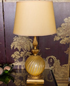 Italian Gold Murano Glass Globe Table Lamp