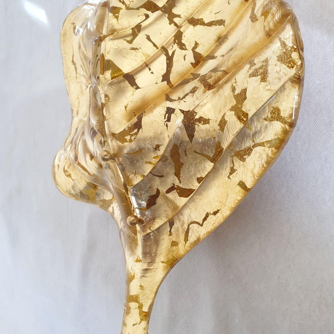 Applique a foglia in vetro di Murano color oro in vendita 3
