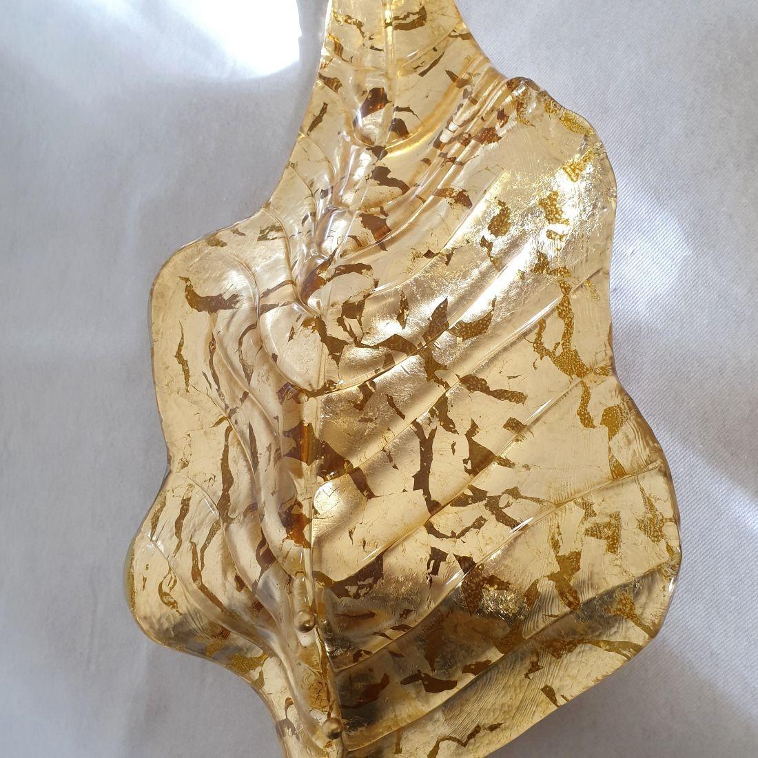 Applique a foglia in vetro di Murano color oro in vendita 4