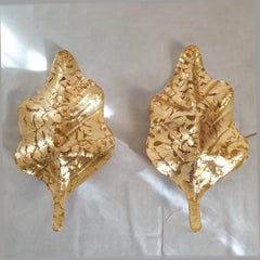 Gold Murano glass leaf sconces