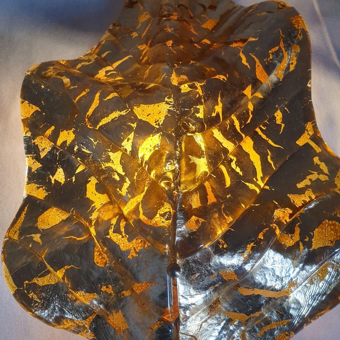 Vetro di Murano Applique a foglia in vetro di Murano color oro in vendita