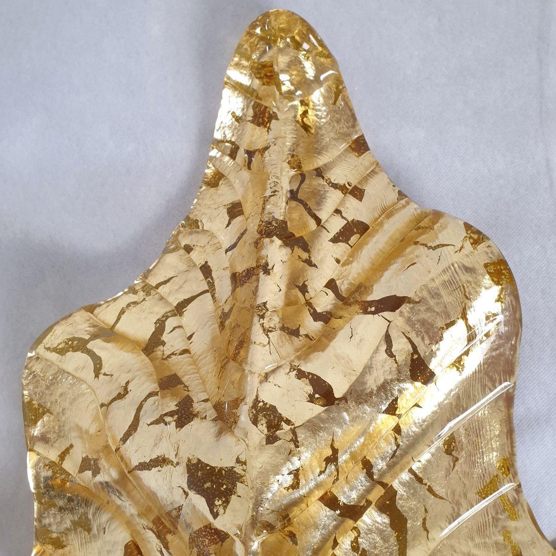 Applique a foglia in vetro di Murano color oro in vendita 1