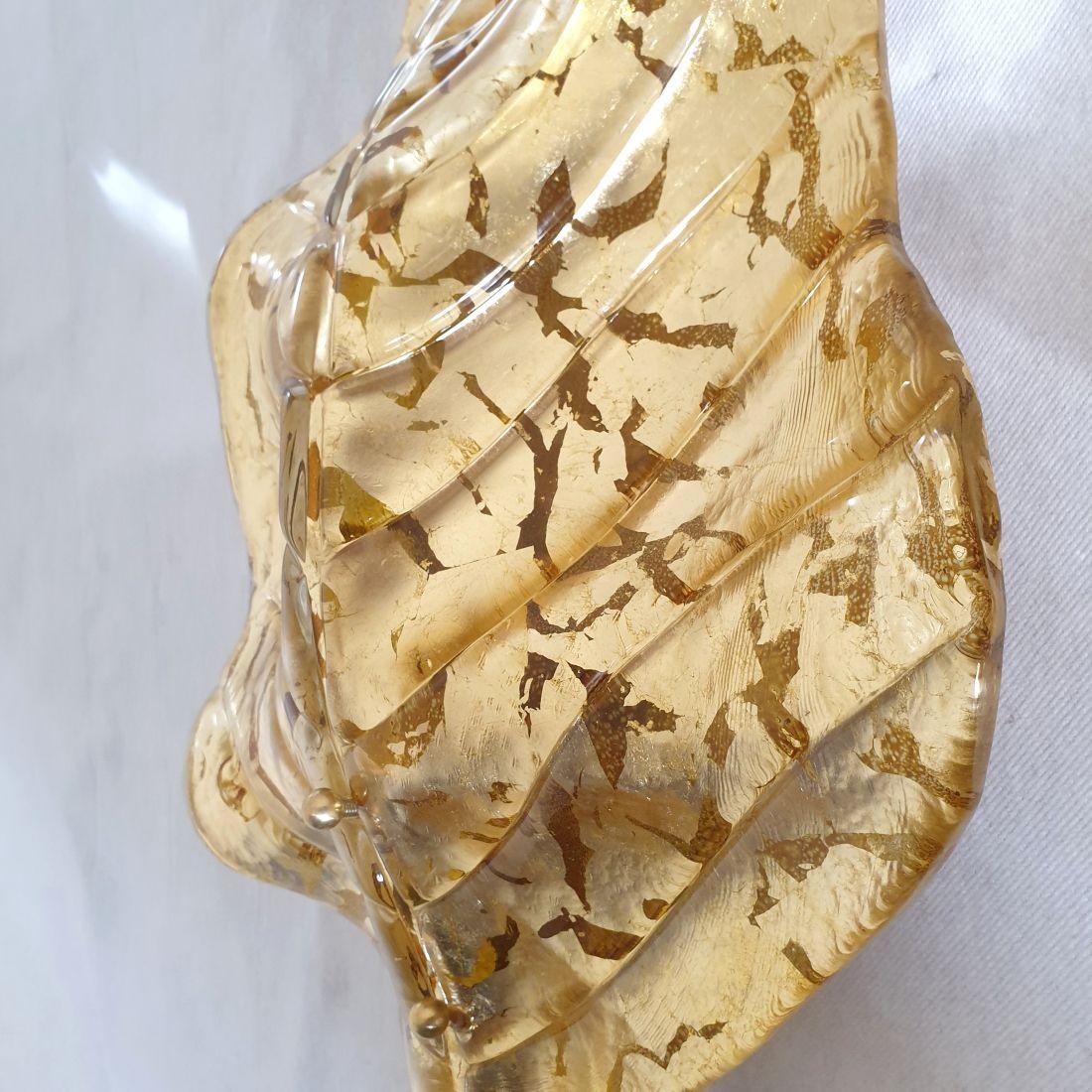 Applique a foglia in vetro di Murano color oro in vendita 2