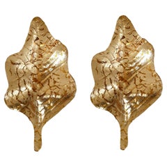 Vintage Gold Murano glass leaf sconces