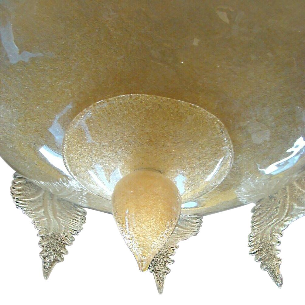 Italian Gold Murano Glass Light Fixture with Interior Lights For Sale