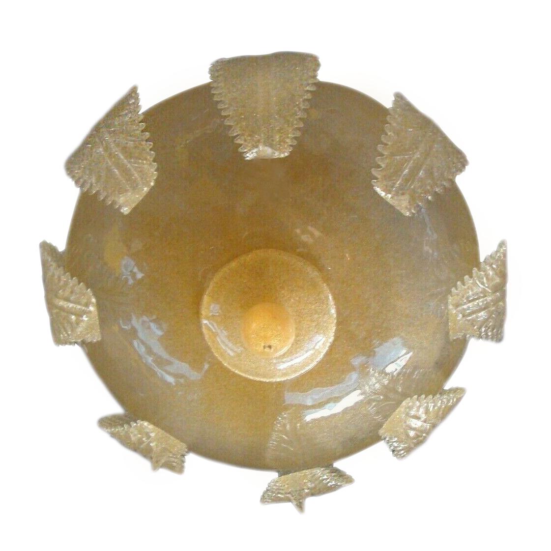 Gold Murano Glass Light Fixture with Interior Lights In Good Condition For Sale In New York, NY