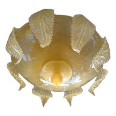 Gold Murano Glass Light Fixture with Interior Lights
