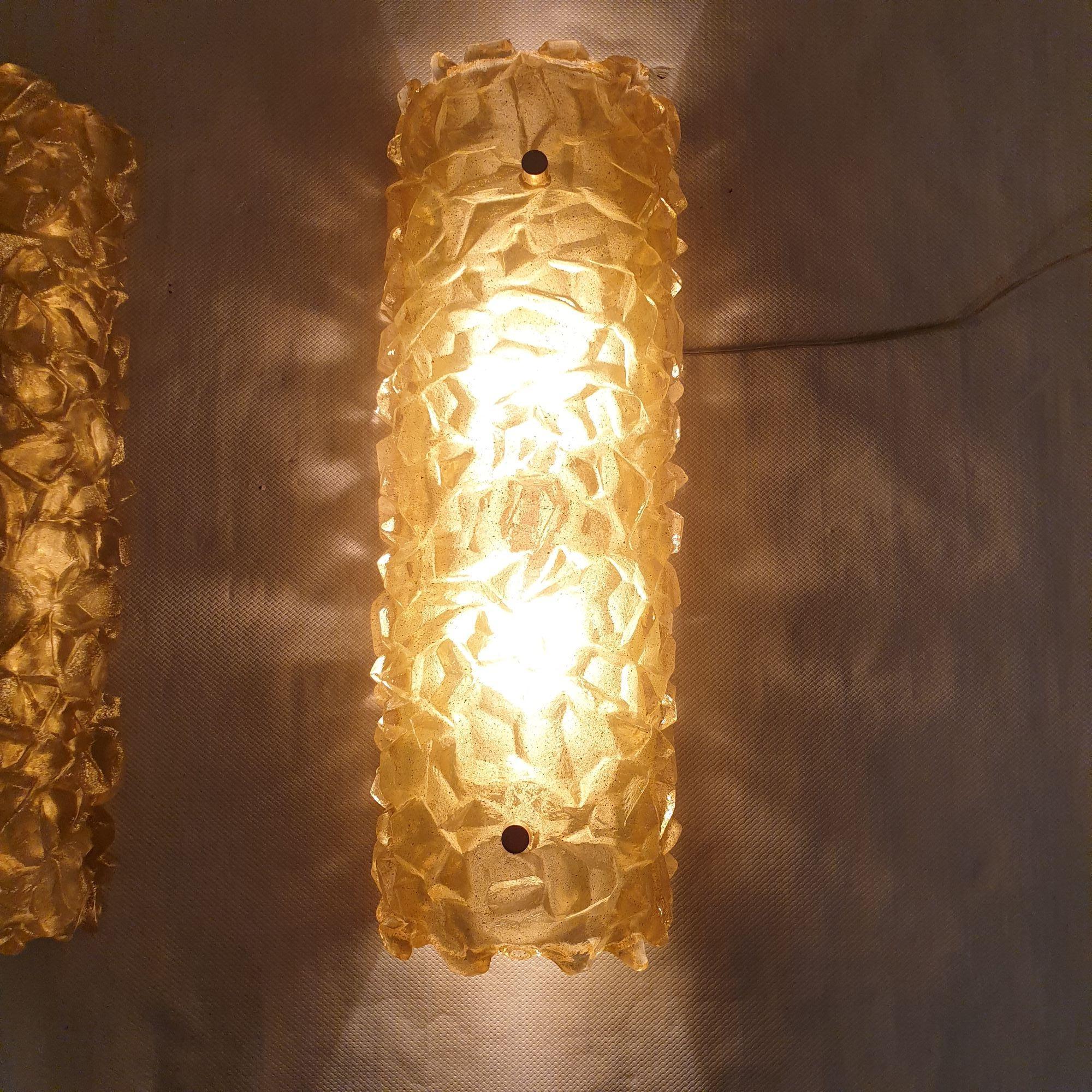 Gold Murano glass sconces, Italy - a pair In Excellent Condition For Sale In Dallas, TX