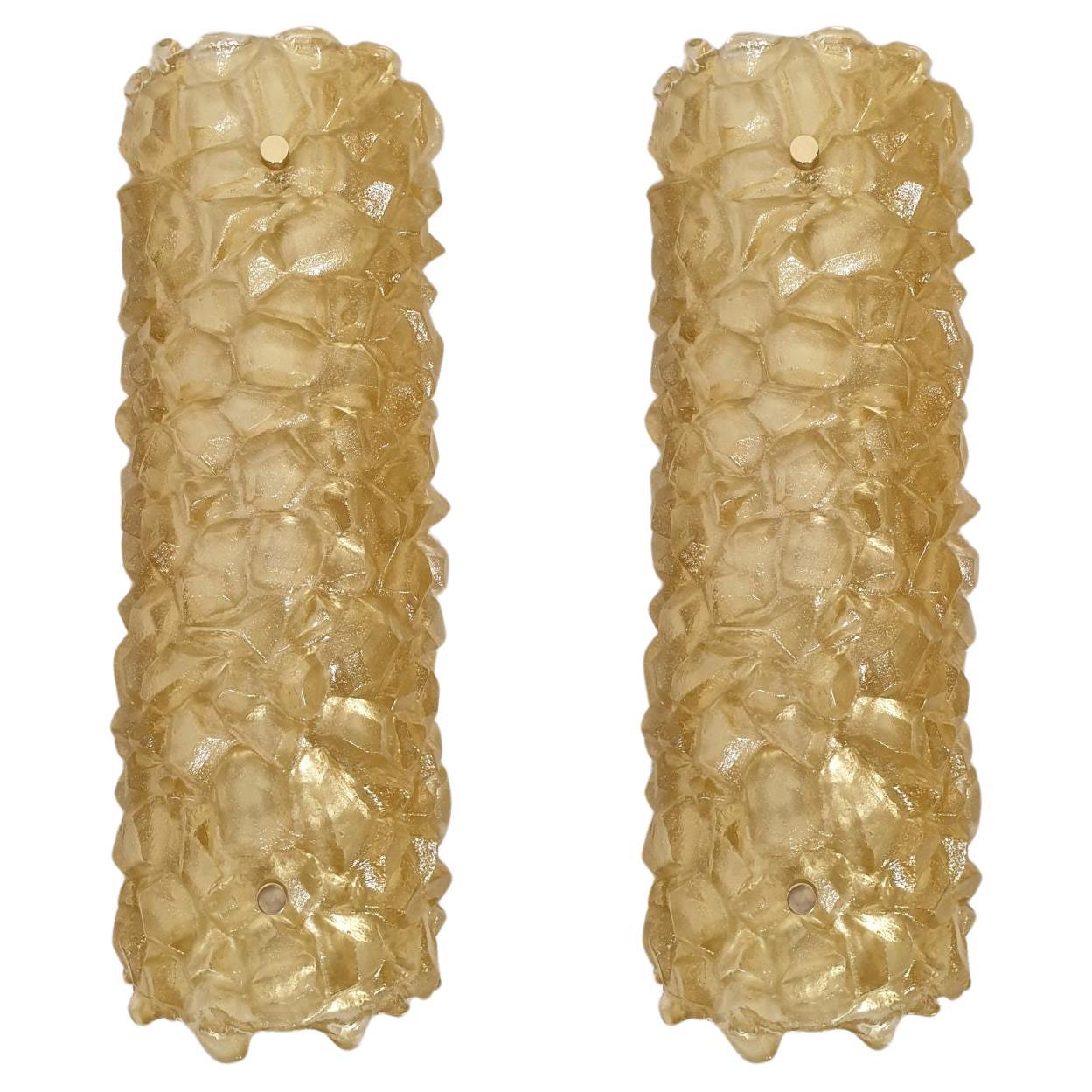Gold Murano glass sconces, Italy - a pair For Sale