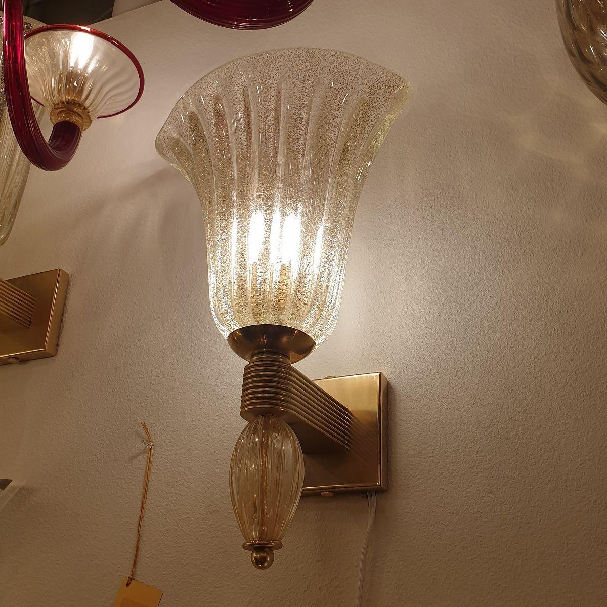 Italian Gold Murano glass Neoclassical sconces, Italy For Sale