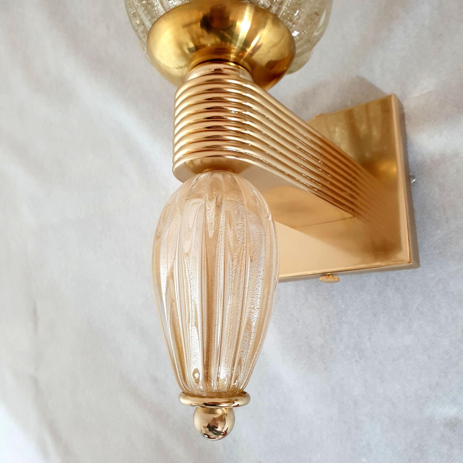 Gold Murano glass Neoclassical sconces, Italy For Sale 1