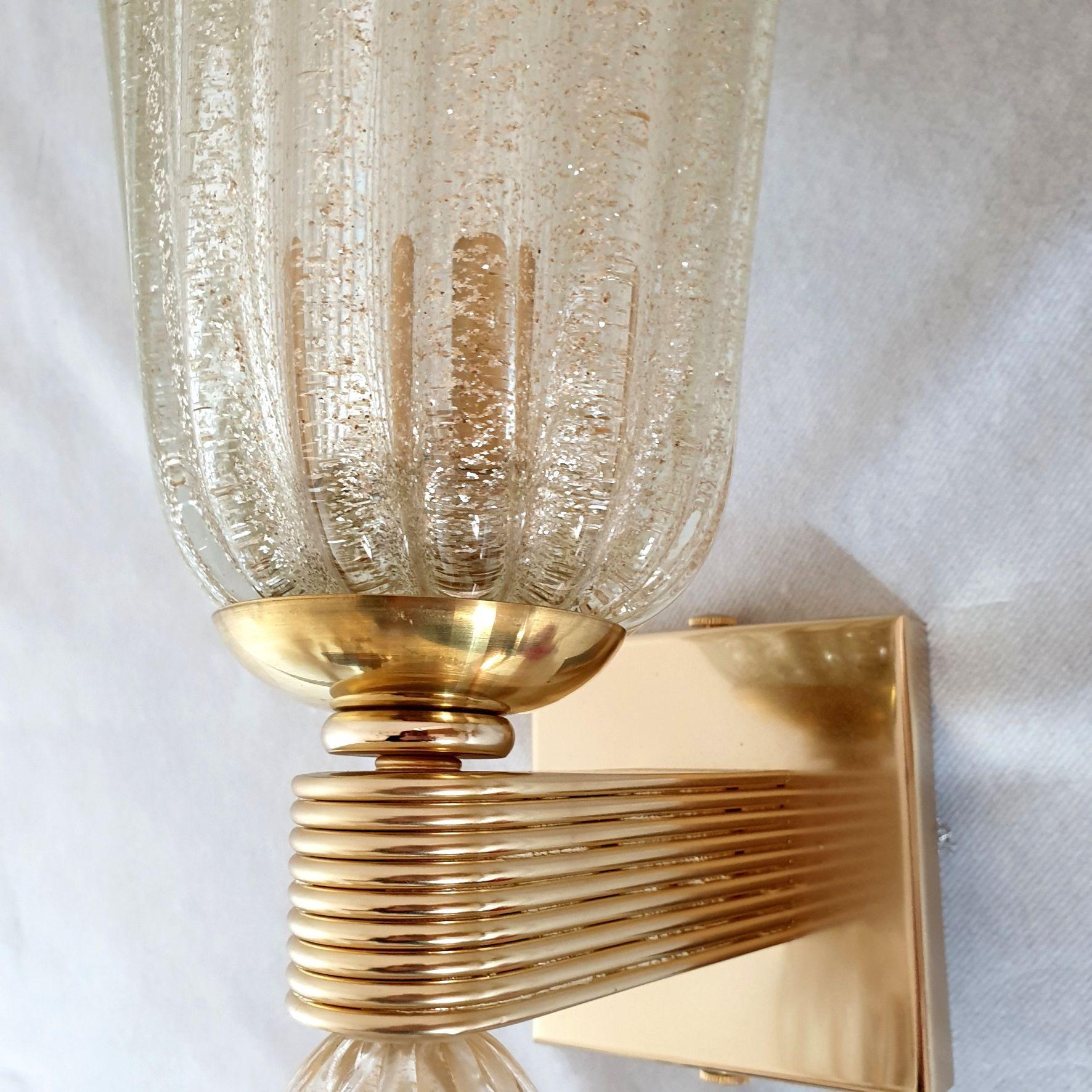 Gold Murano glass Neoclassical sconces, Italy For Sale 2