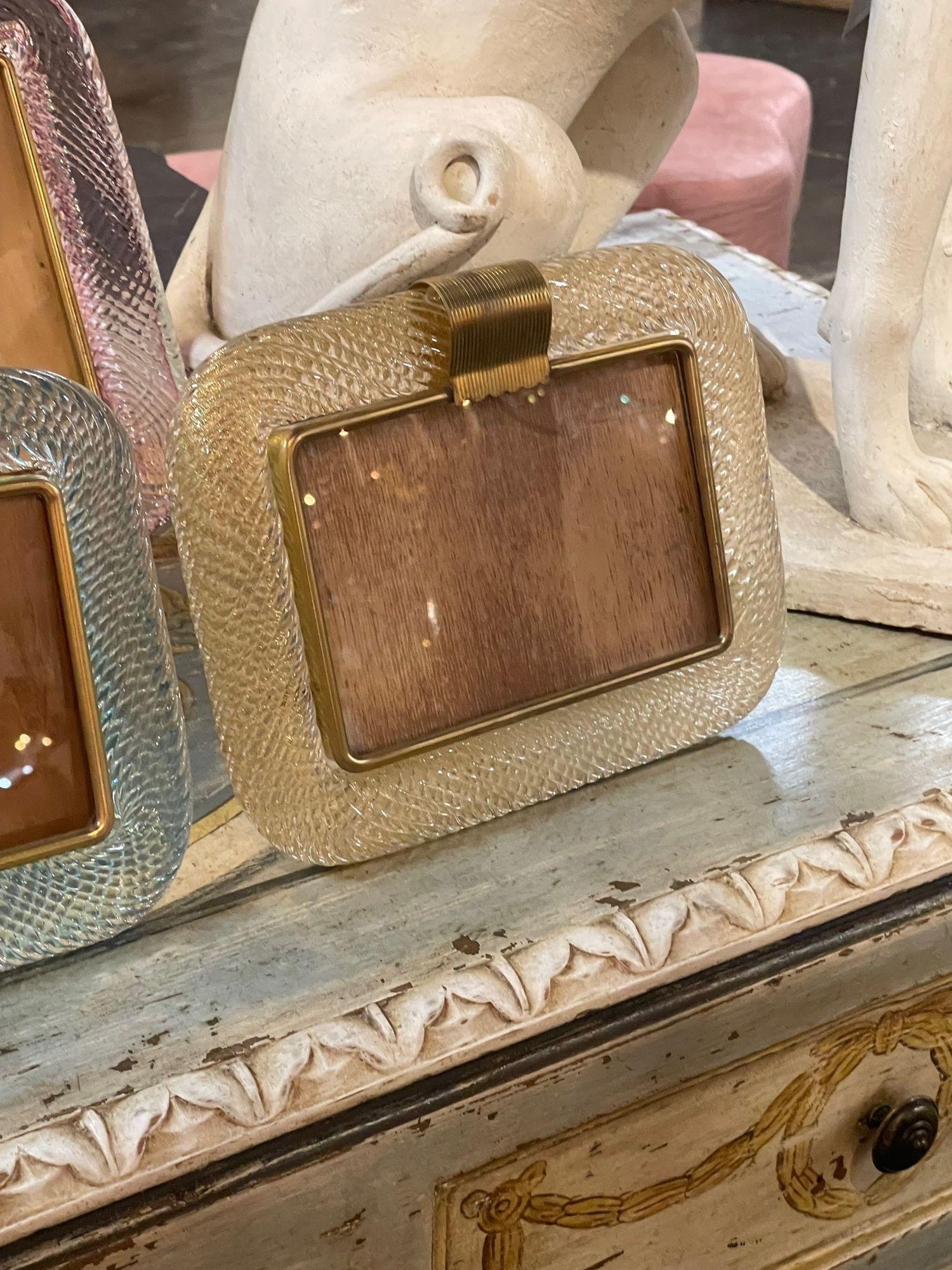Contemporary Gold Murano Glass Picture Frame