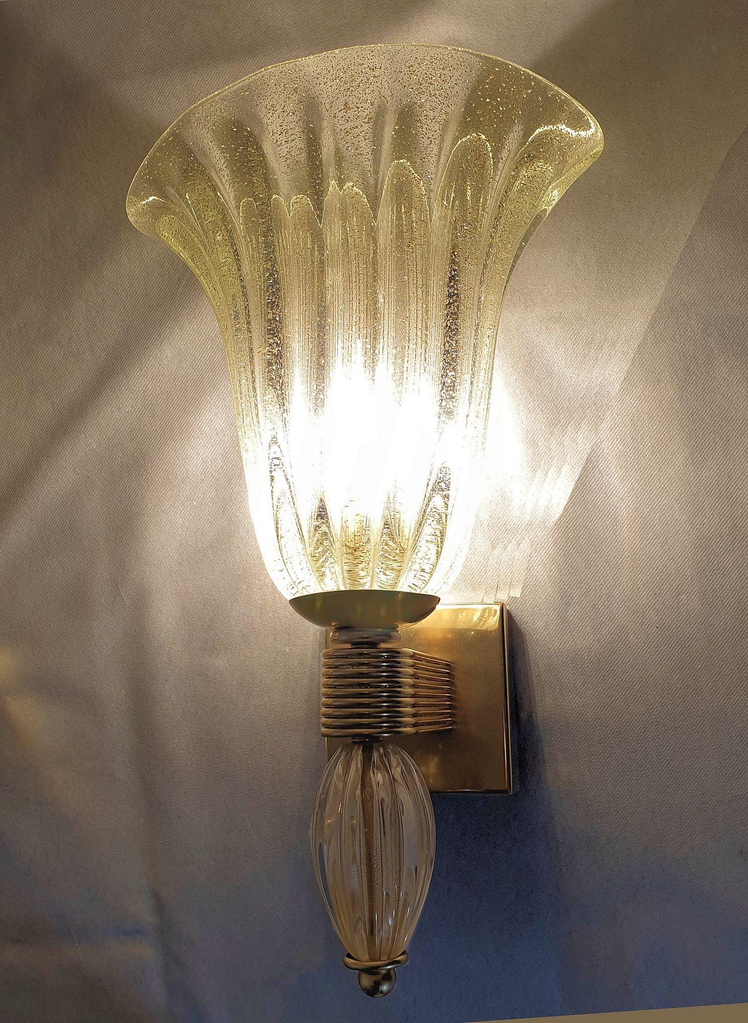 Late 20th Century Gold Murano glass sconces, Italy For Sale
