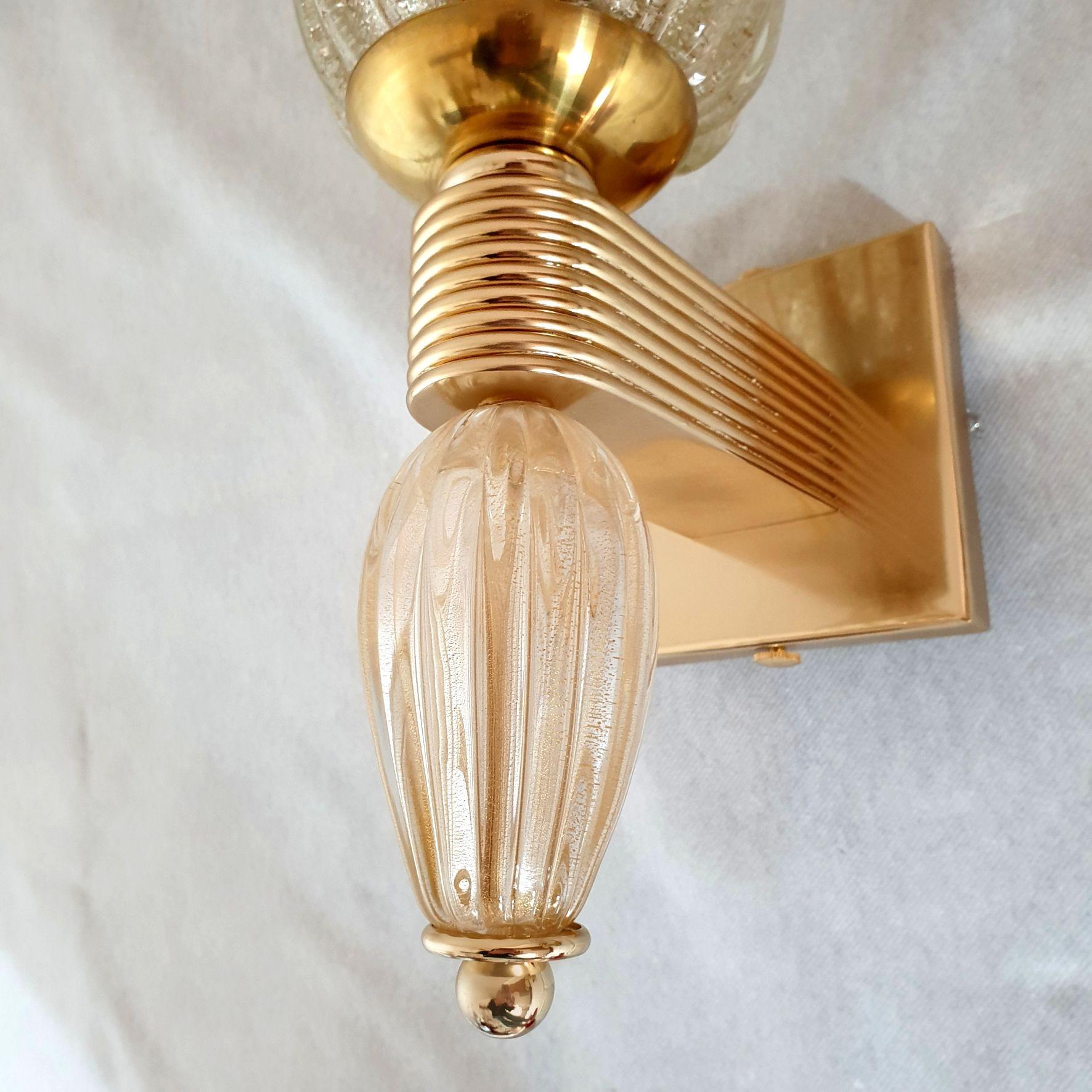 Gold Murano glass sconces, Italy For Sale 1