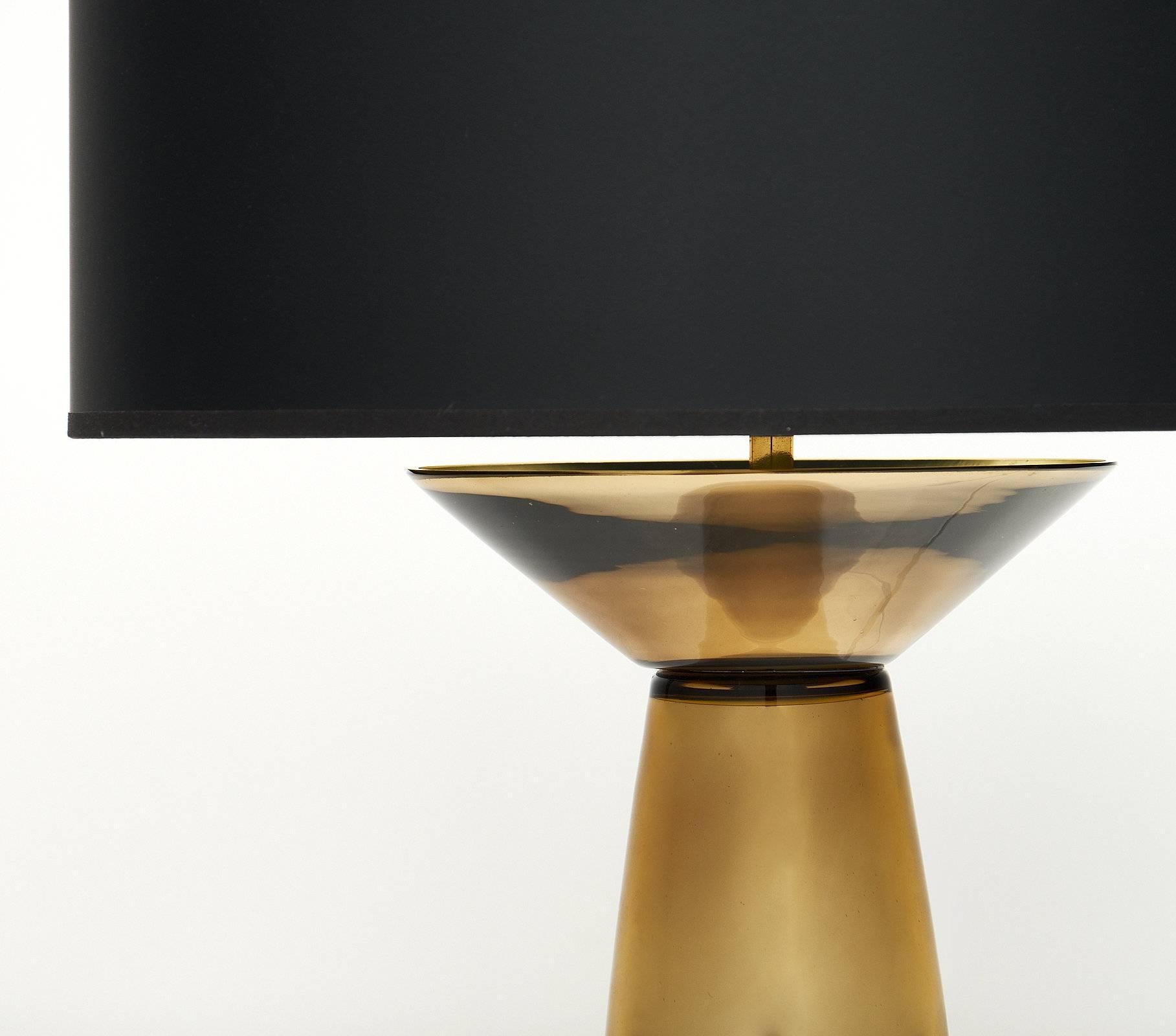 Lampes de table en verre de Murano doré Excellent état - En vente à Austin, TX