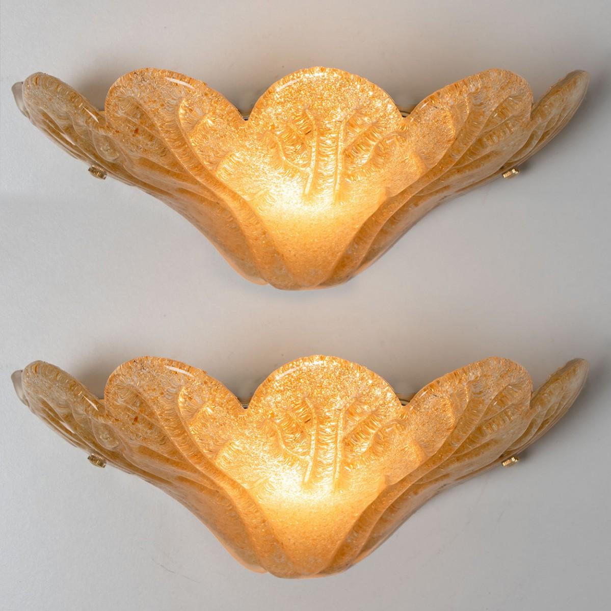 Italian Gold Murano Glass Wall Lights, Italy, 1970s For Sale