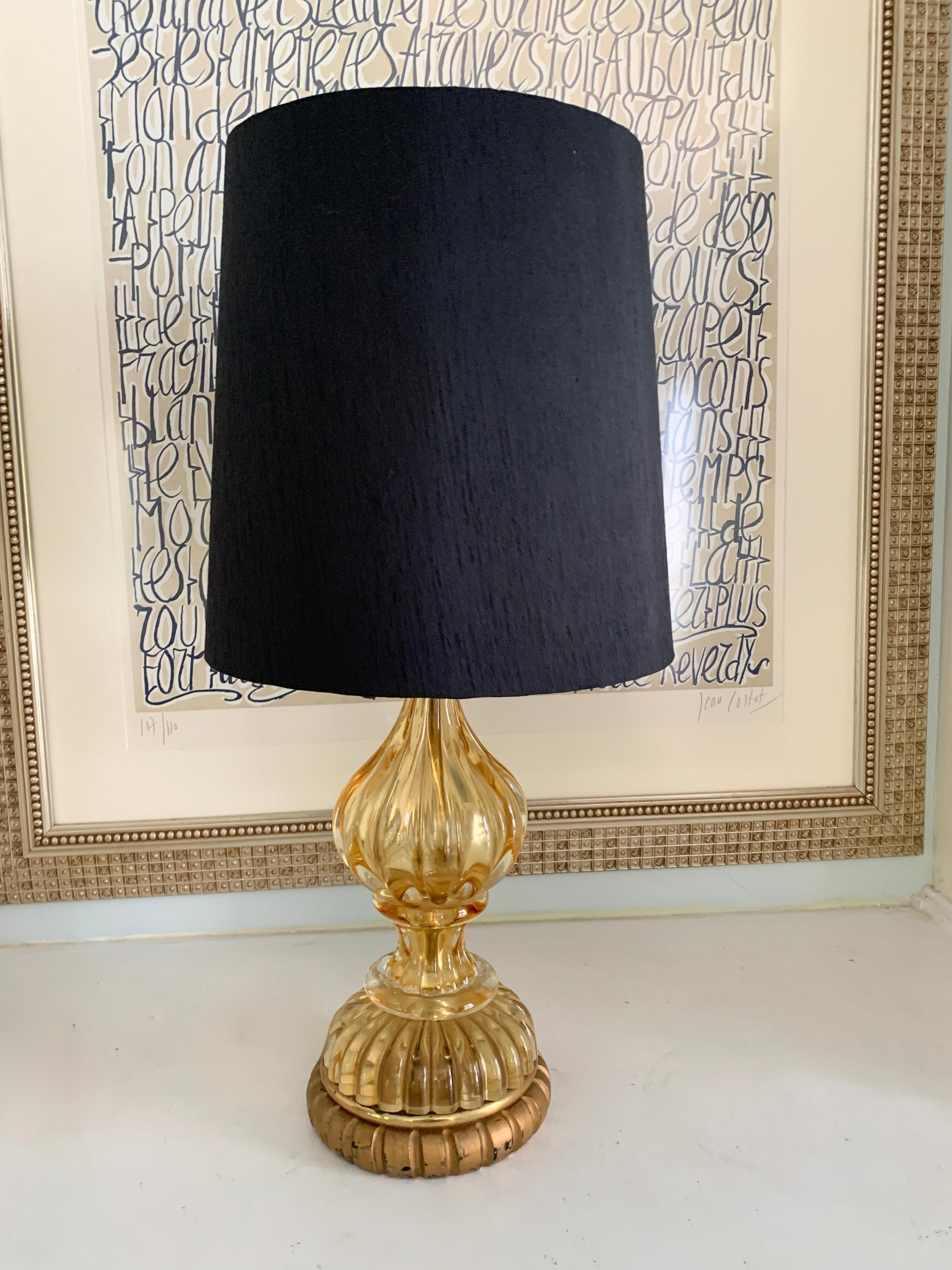 Gold Murano Lamp with Giltwood Base 1