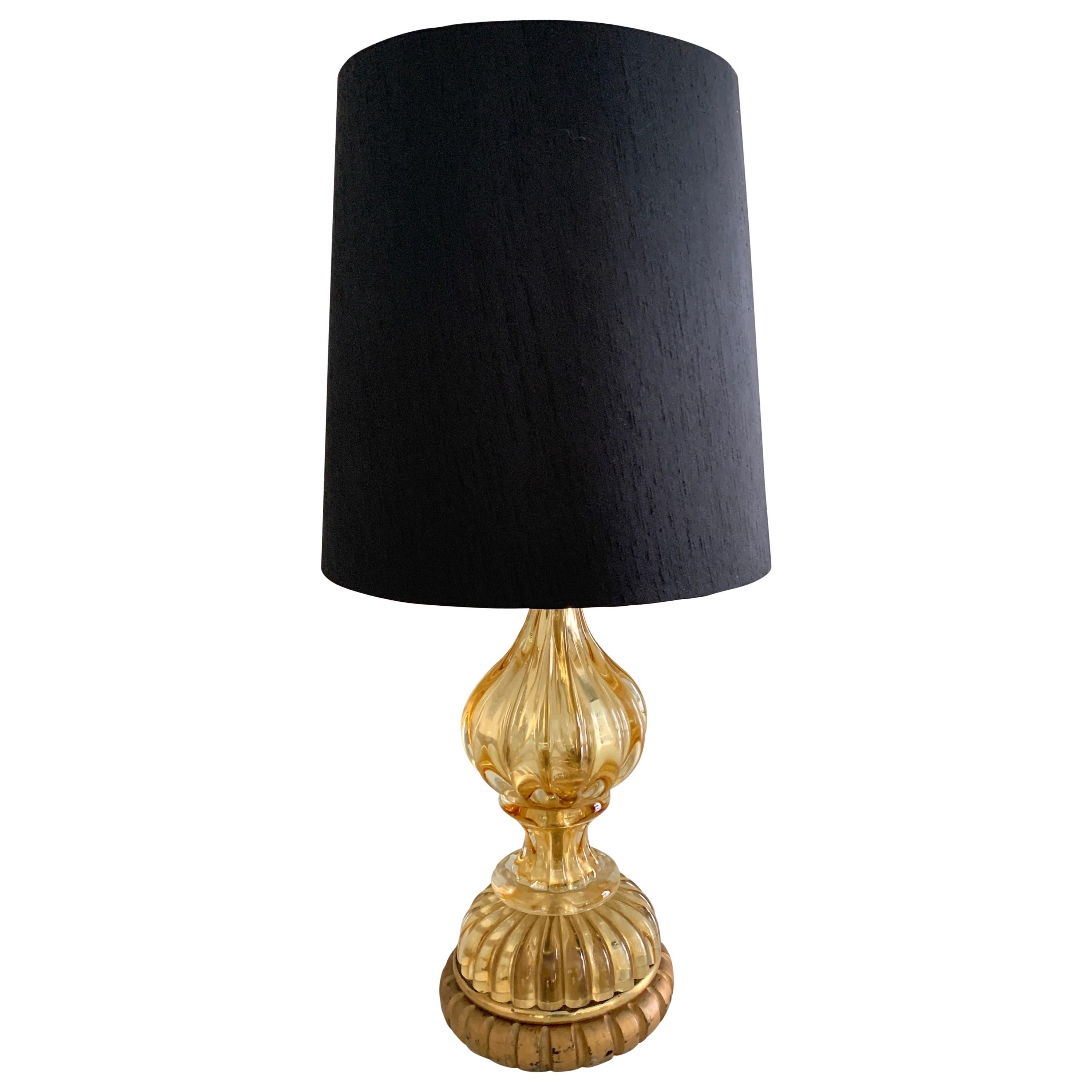 Gold Murano Lamp with Giltwood Base