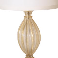 Gold Murano Lamp with Original Brass Base, circa 1940