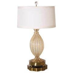 Gold Murano Lamp with Original Brass Base, circa 1940